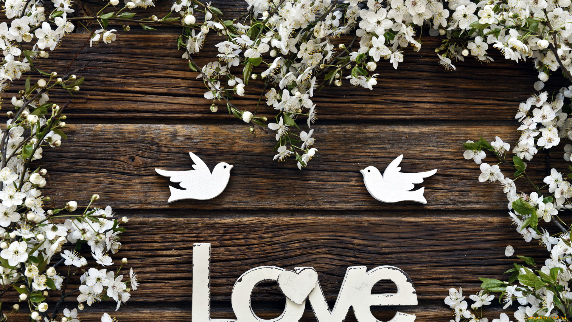 праздничные, день, святого, валентина, , сердечки, , любовь, надпись, цветущие, ветки