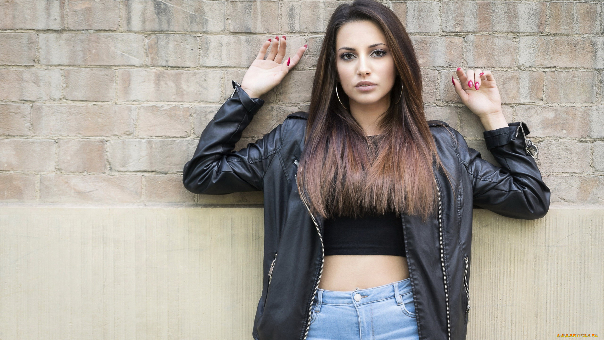 девушки, -, брюнетки, , шатенки, брюнетка, куртка, топ, джинсы