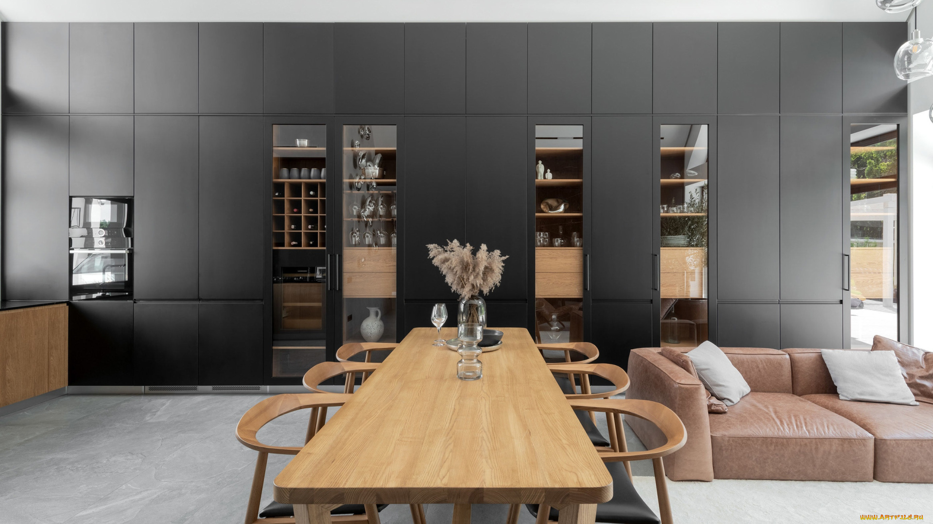 интерьер, гостиная, шкаф, стол, диван, стулья