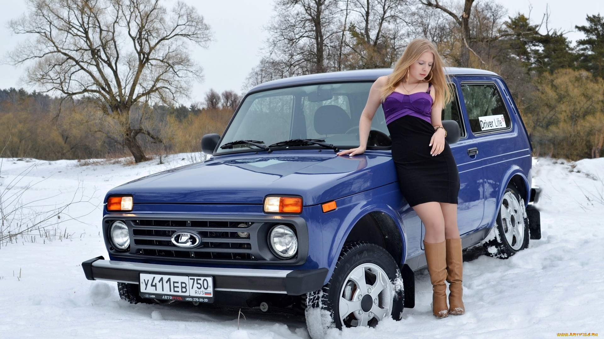 ваз, нива, автомобили, -авто, с, девушками, ваз, нива, автомобиль, внедорожник, девушка, зима