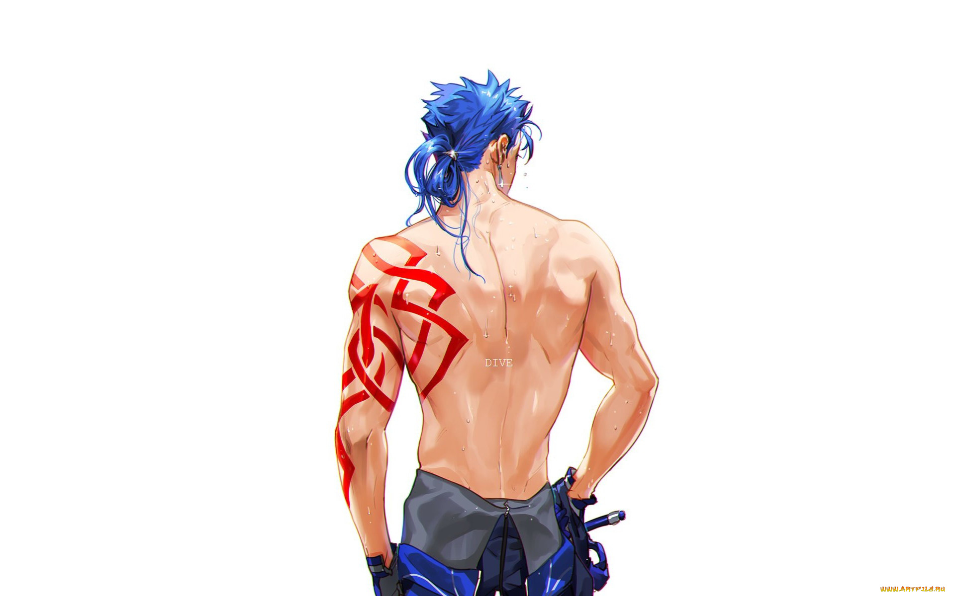 аниме, fate, zero, парень, спина, тату