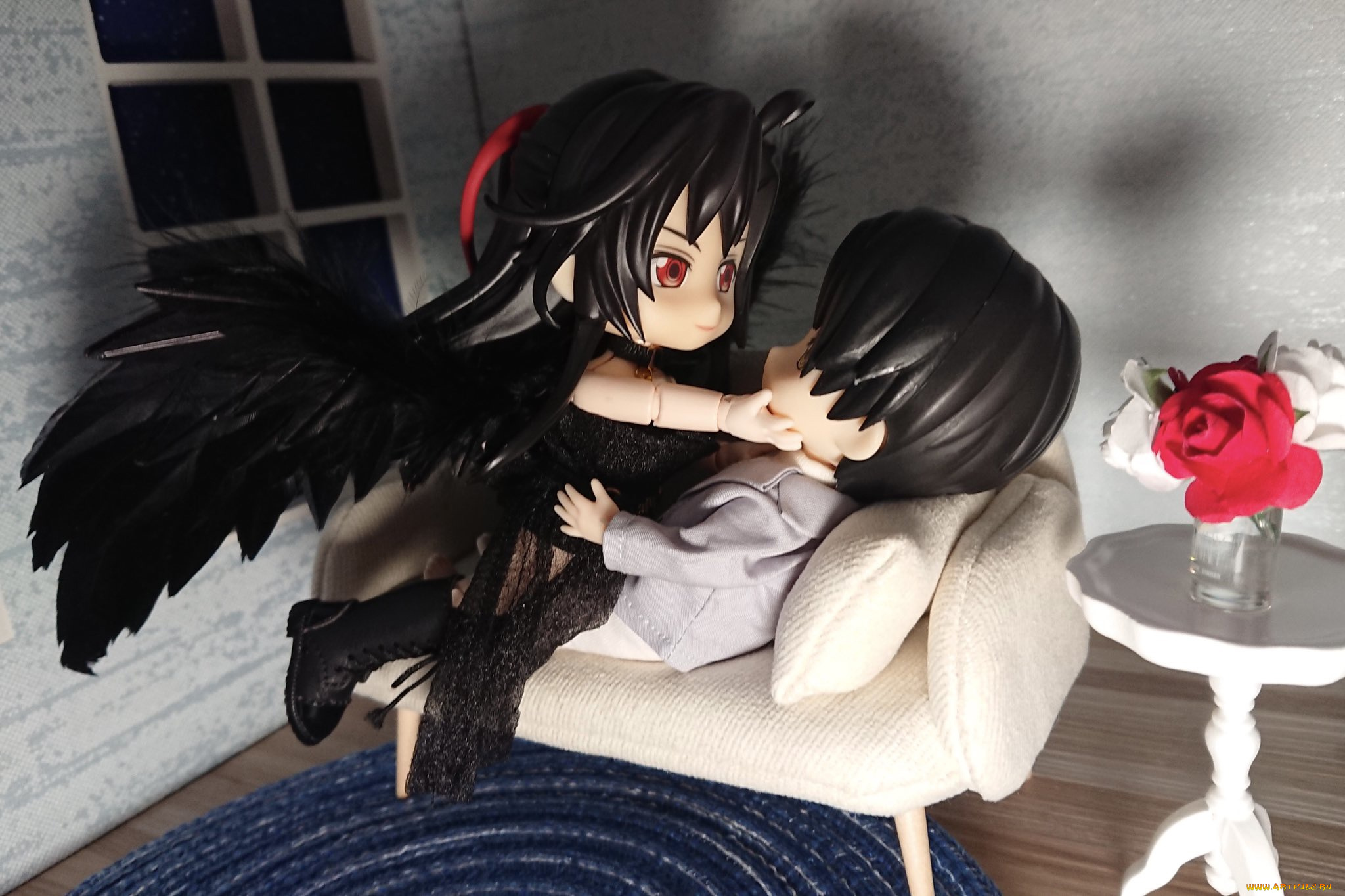 разное, игрушки, пара, ангел, диван, цветы, столик