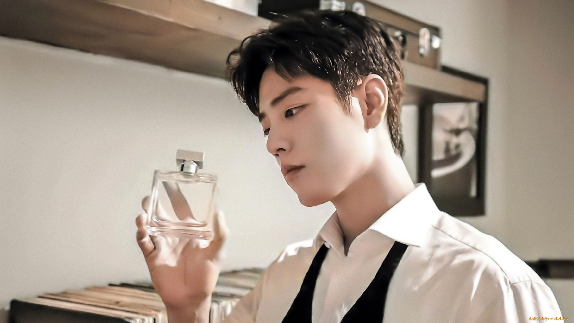 мужчины, xiao, zhan, актер, лицо, флакон, полки