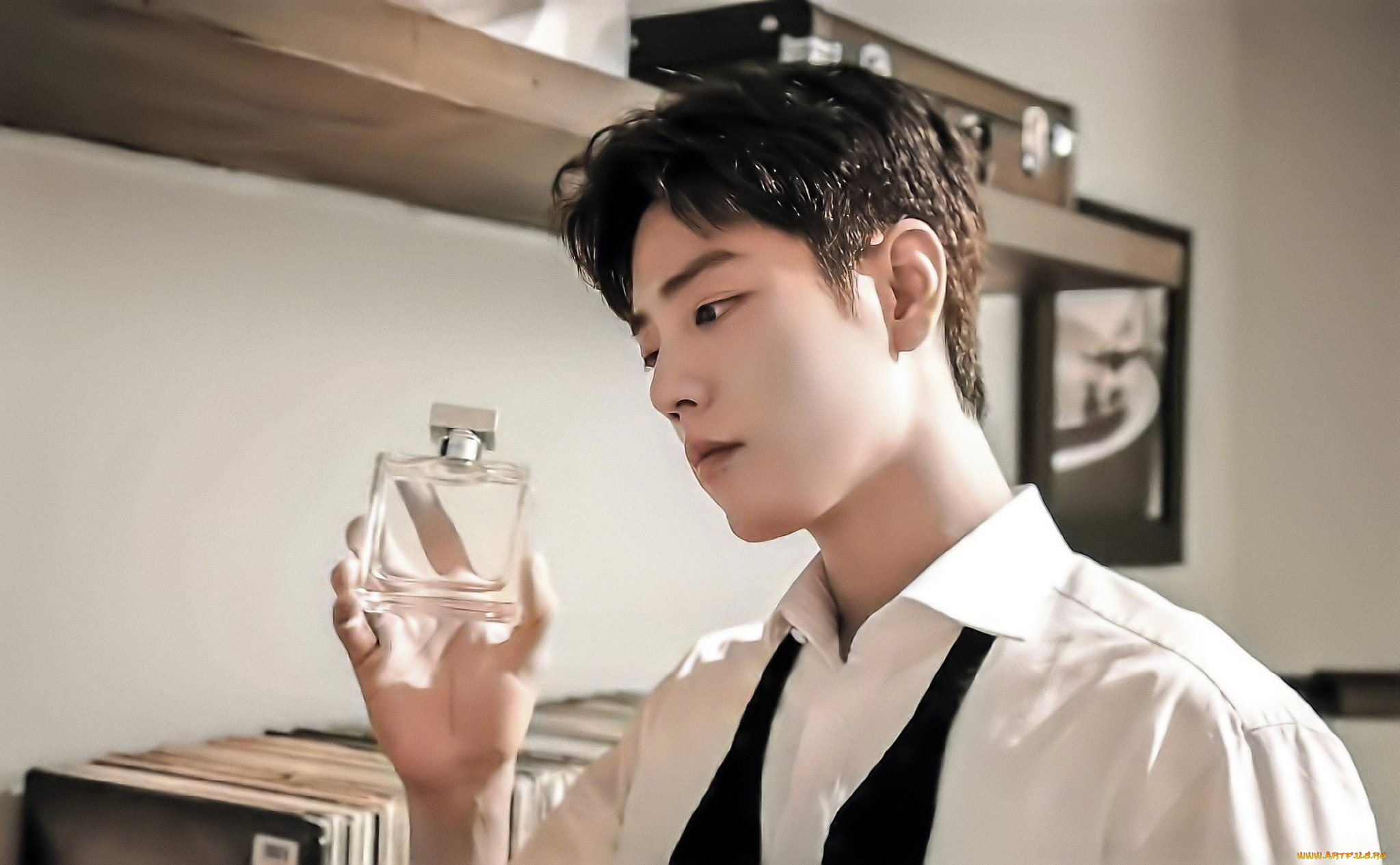 мужчины, xiao, zhan, актер, лицо, флакон, полки