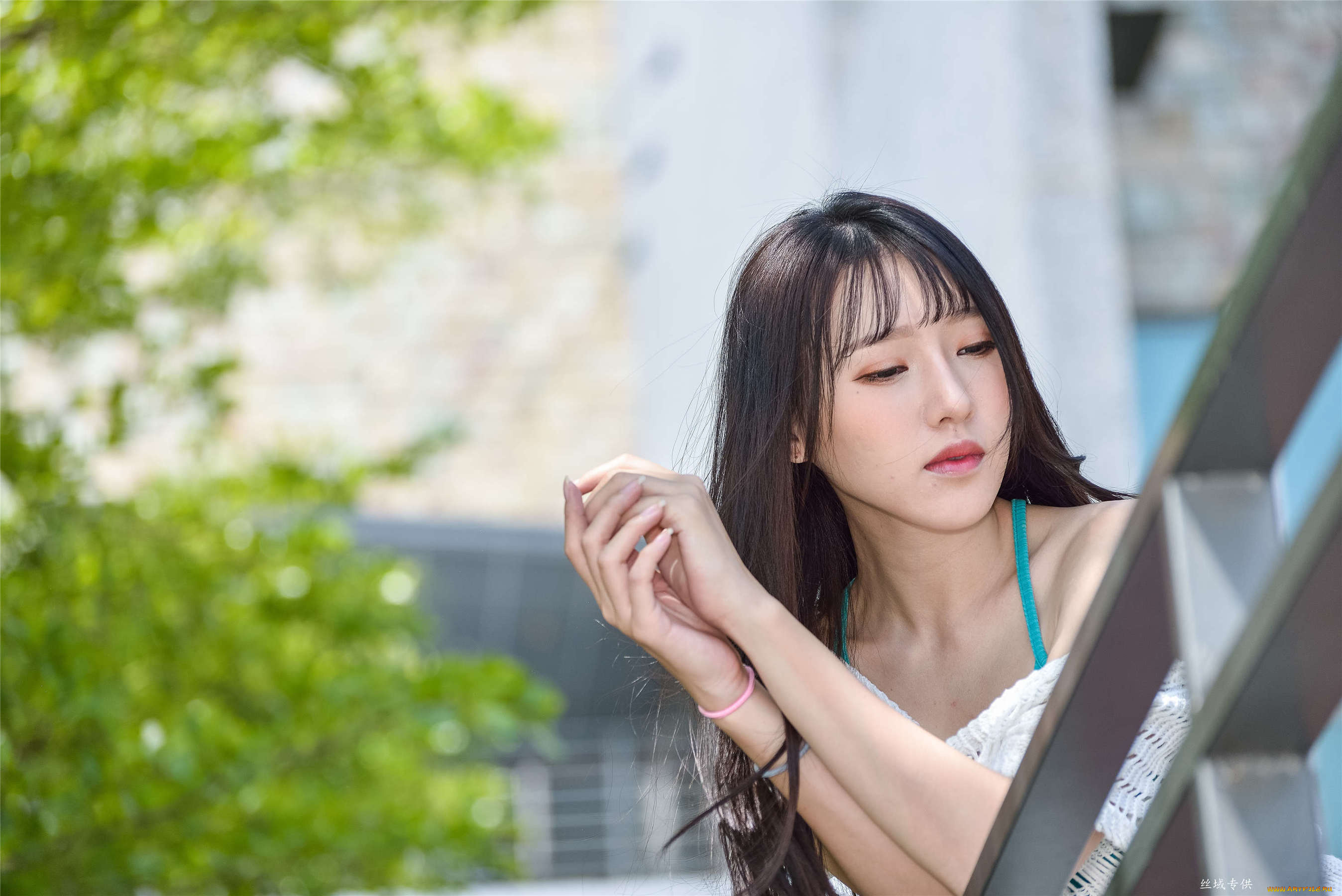 девушки, zhengmei, bibi, шатенка, топ, сетка