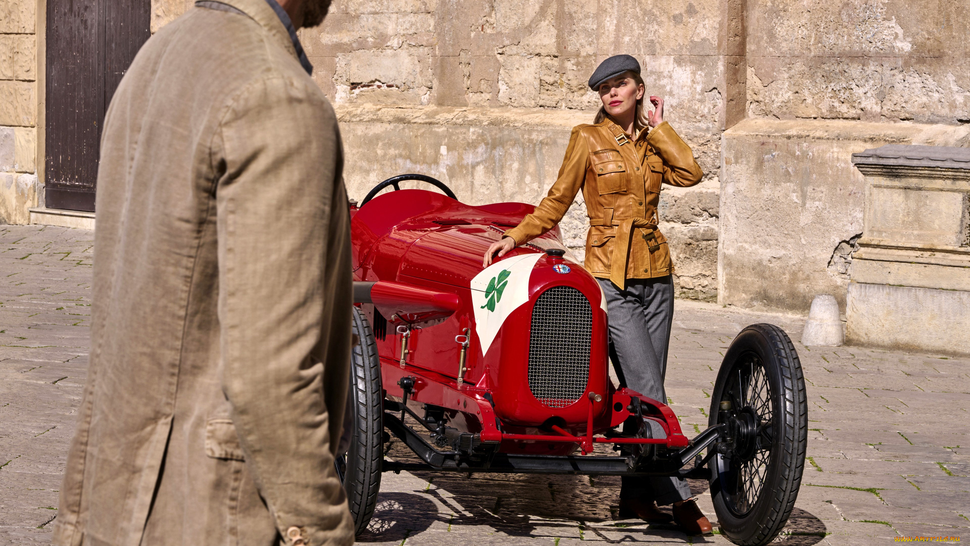 alfa, romeo, автомобили, -авто, с, девушками, парень, девушка, ретро, машина, красная