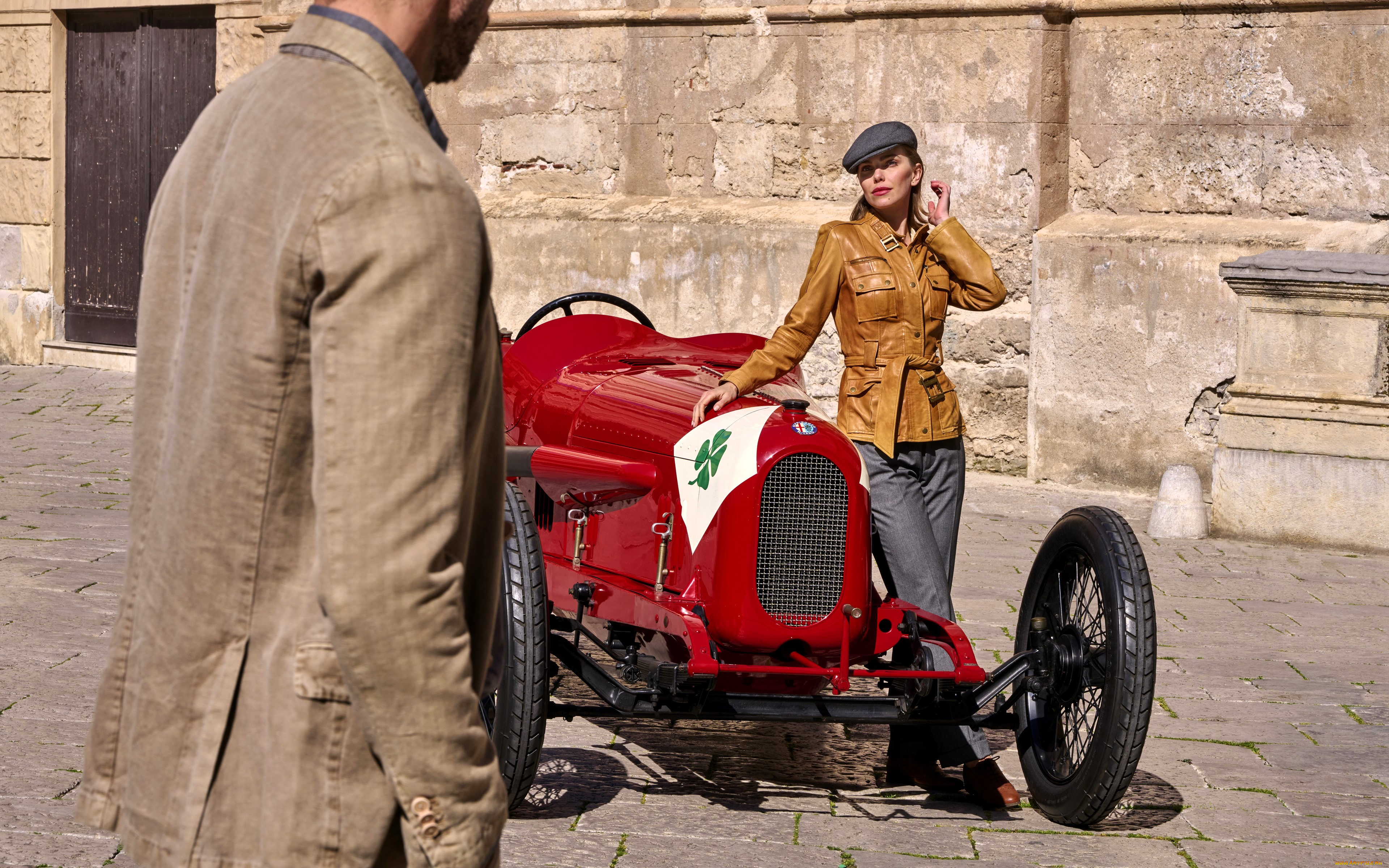 alfa, romeo, автомобили, -авто, с, девушками, парень, девушка, ретро, машина, красная