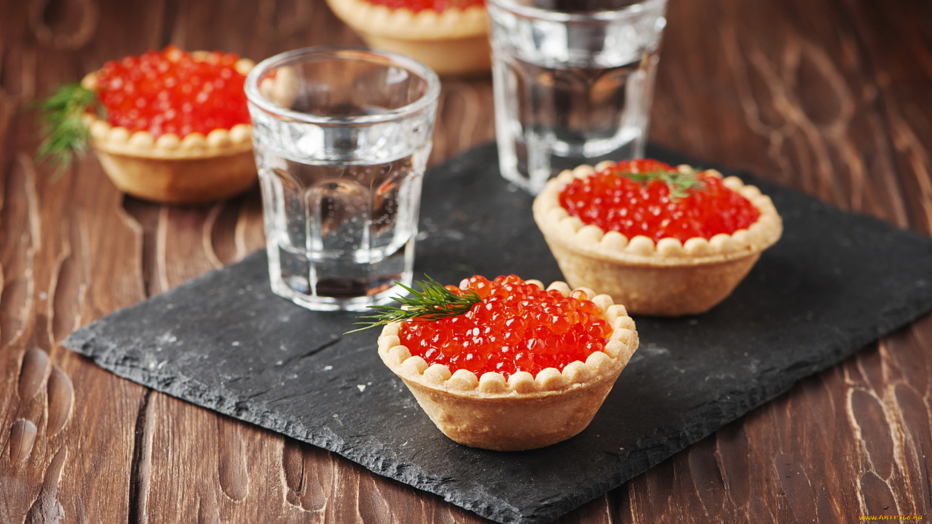 еда, икра, рюмки, водка, красная, закуска