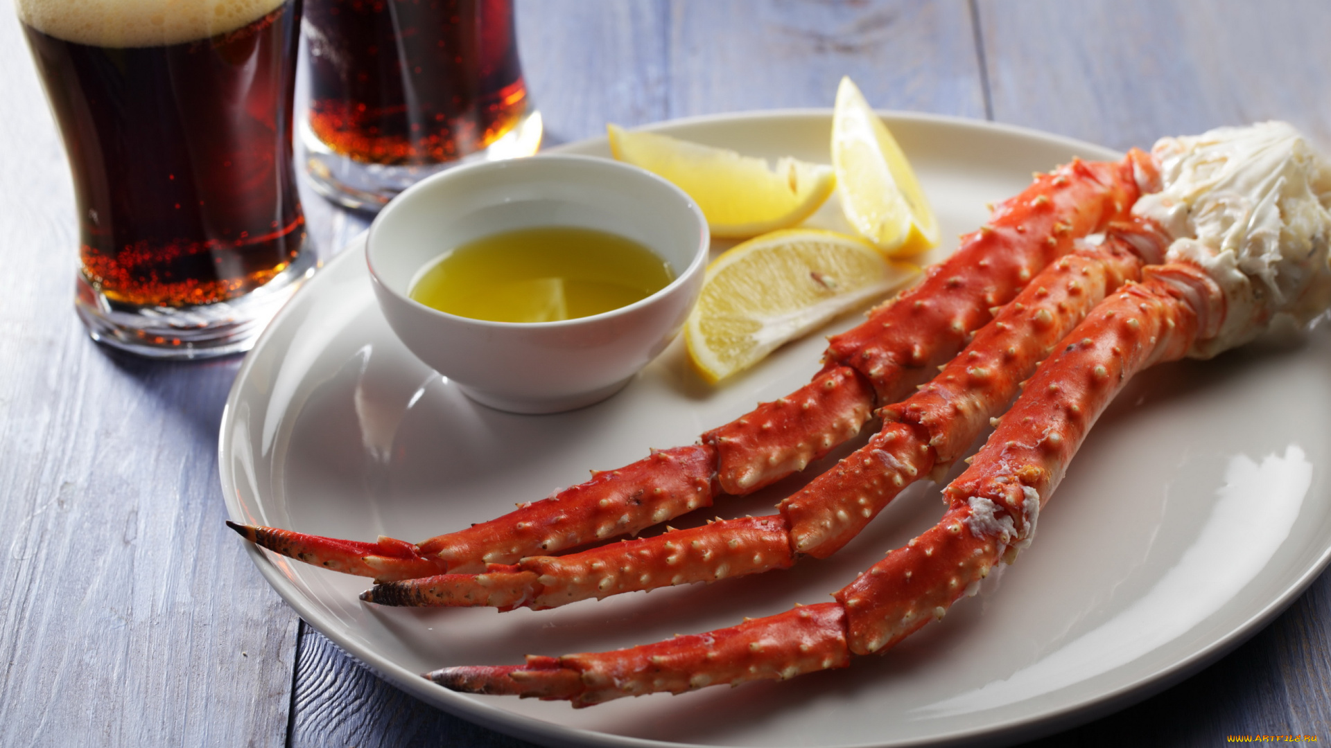 еда, рыбные, блюда, , с, морепродуктами, пиво, лимон, крабовые, клешни