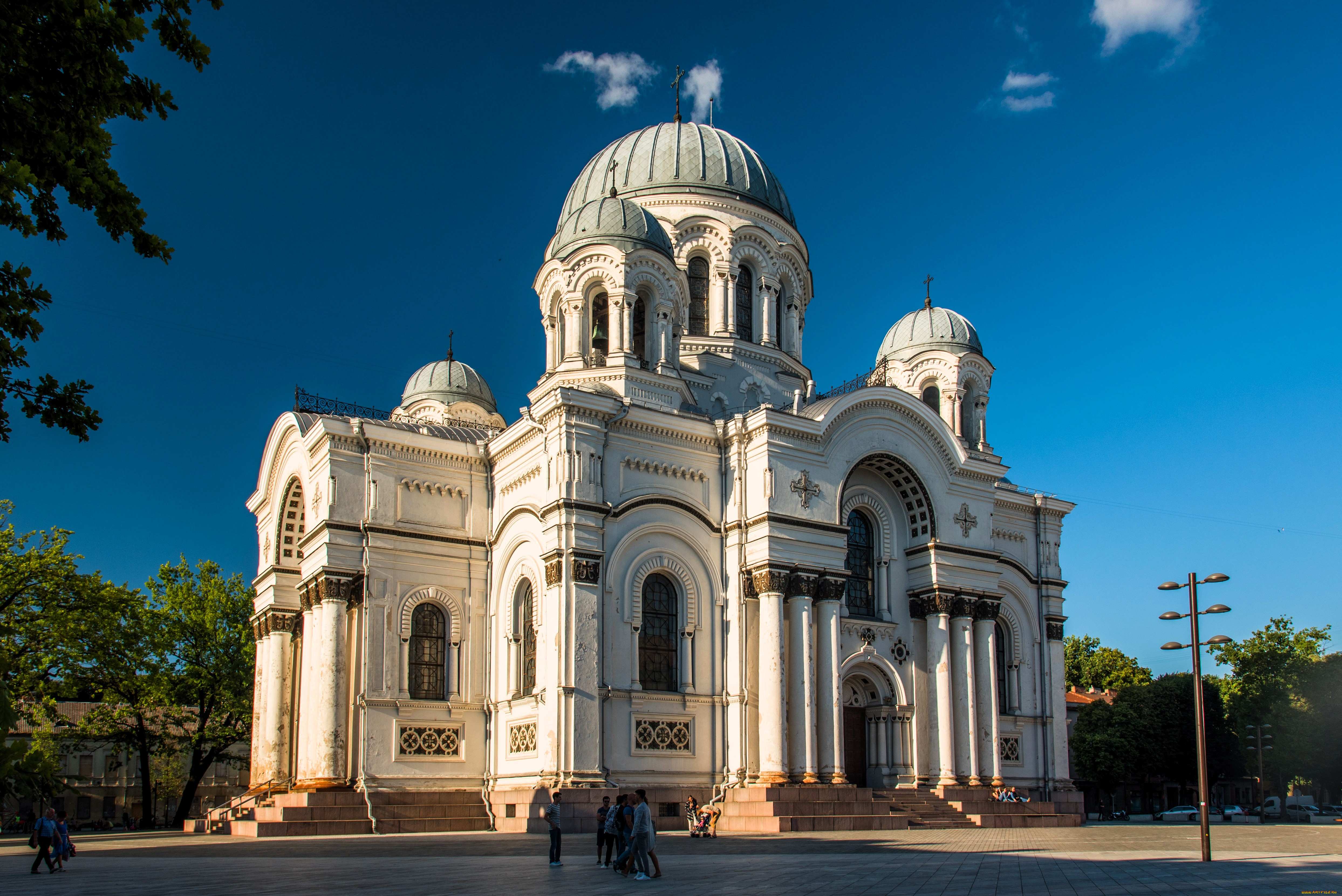 каунас, города, каунас, , литва, храм, люди, деревья