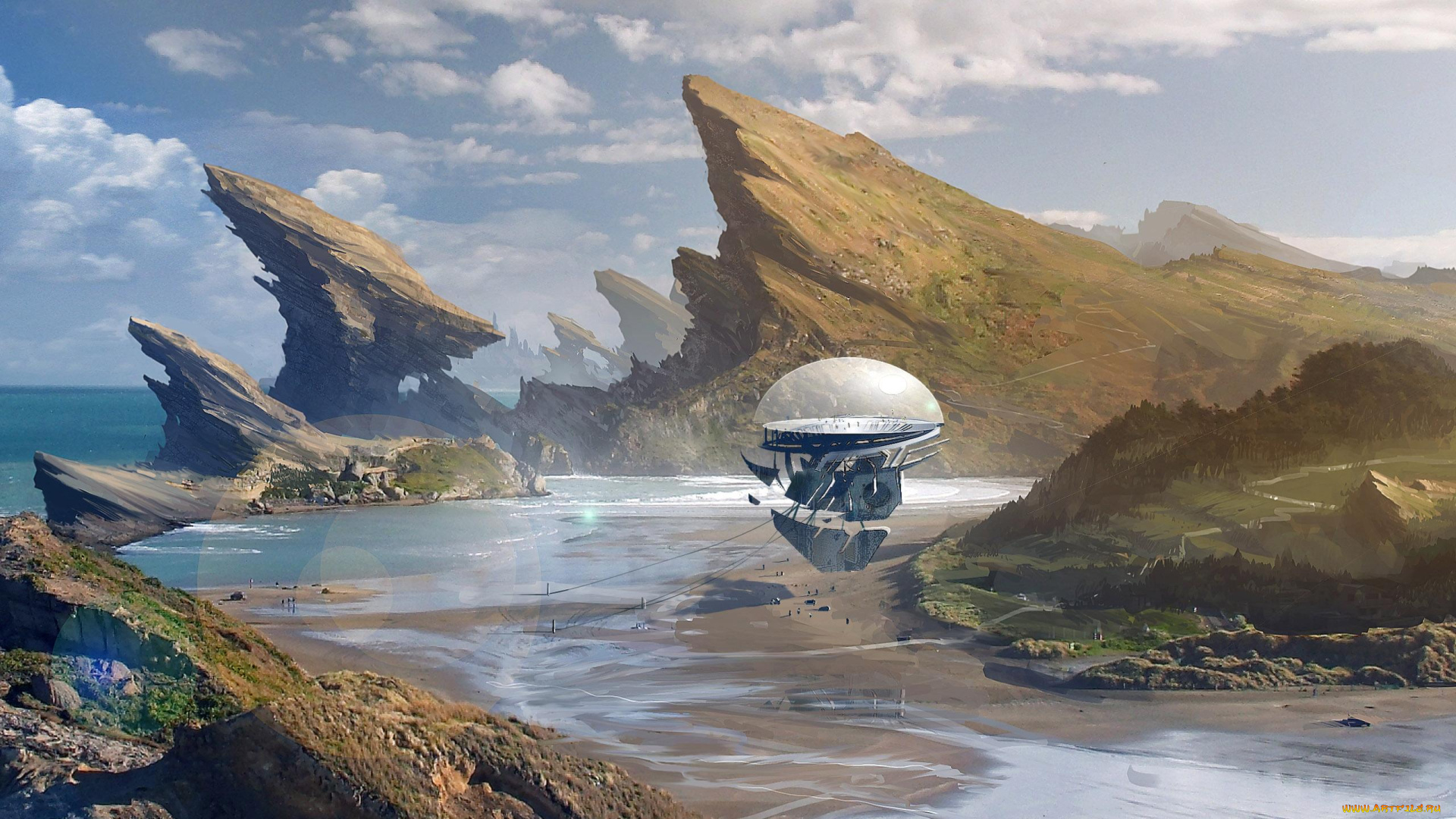 фэнтези, bastien, grivet, летательный, аппарат