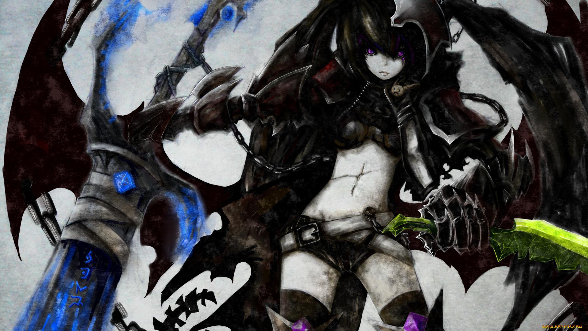 аниме, black, rock, shooter, insane