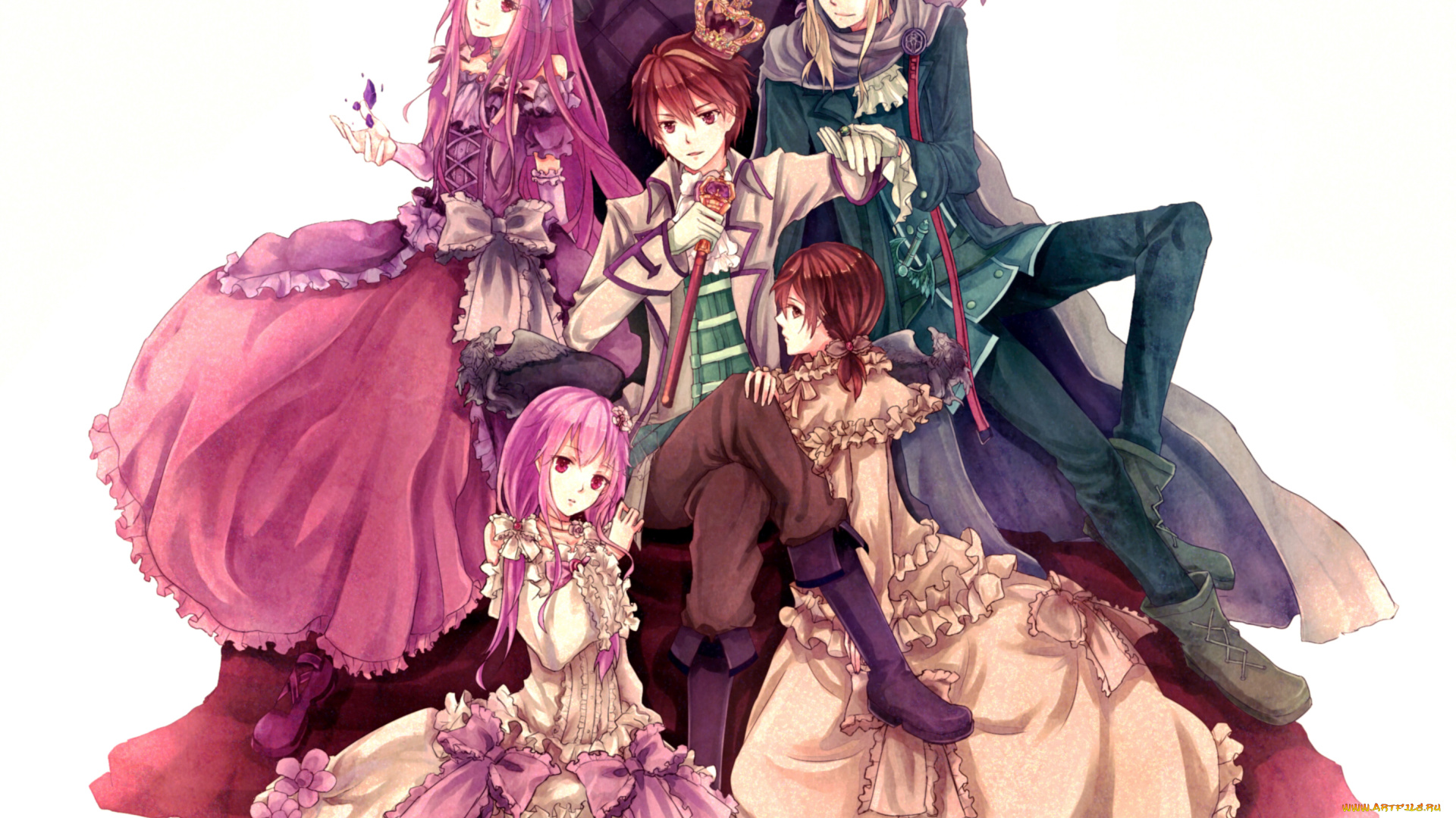 аниме, guilty, crown, ouma, shu, yuzuriha, inori, mana, menjou, hare, tsutsugami, gai