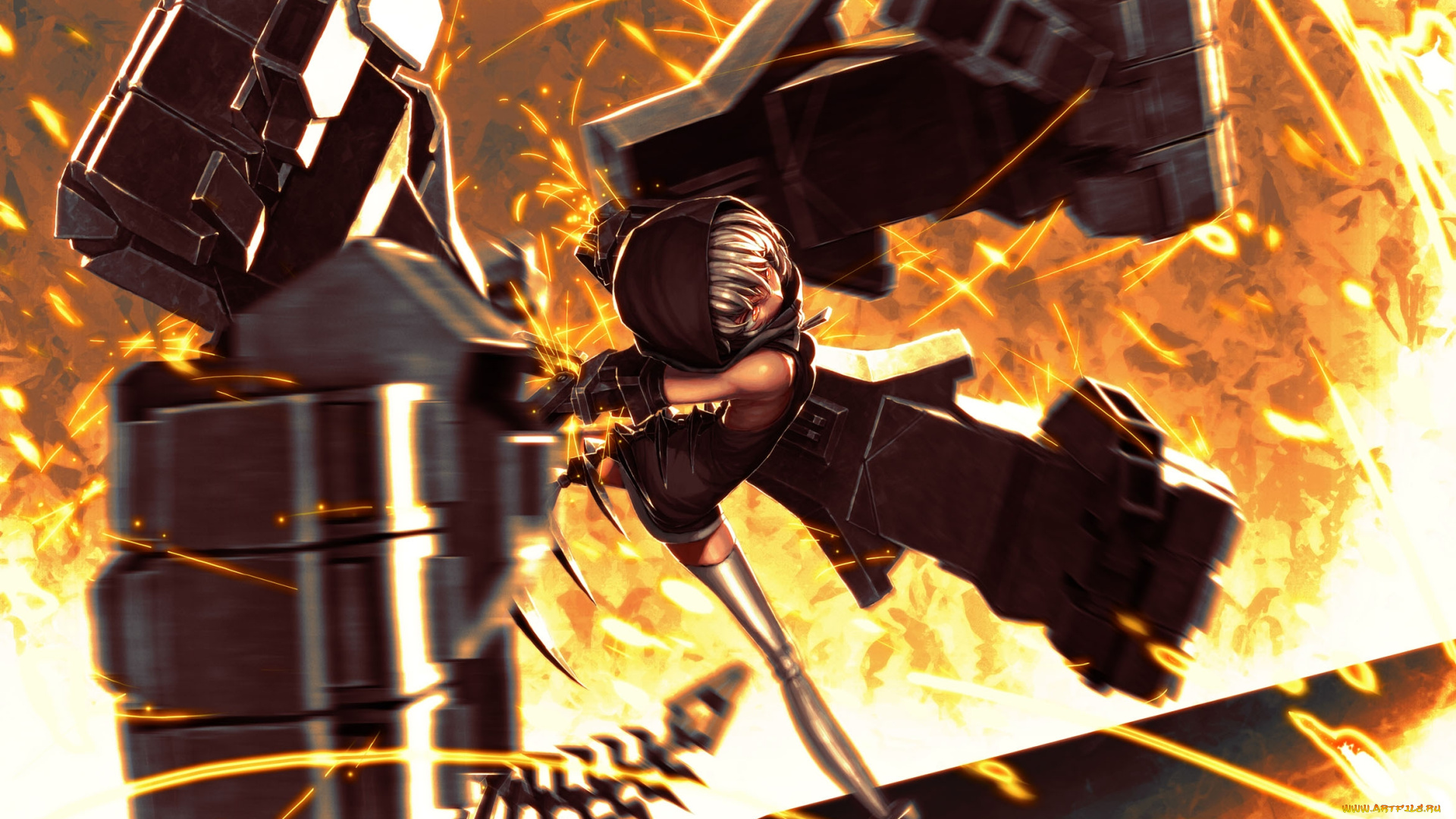 strength, аниме, black, rock, shooter