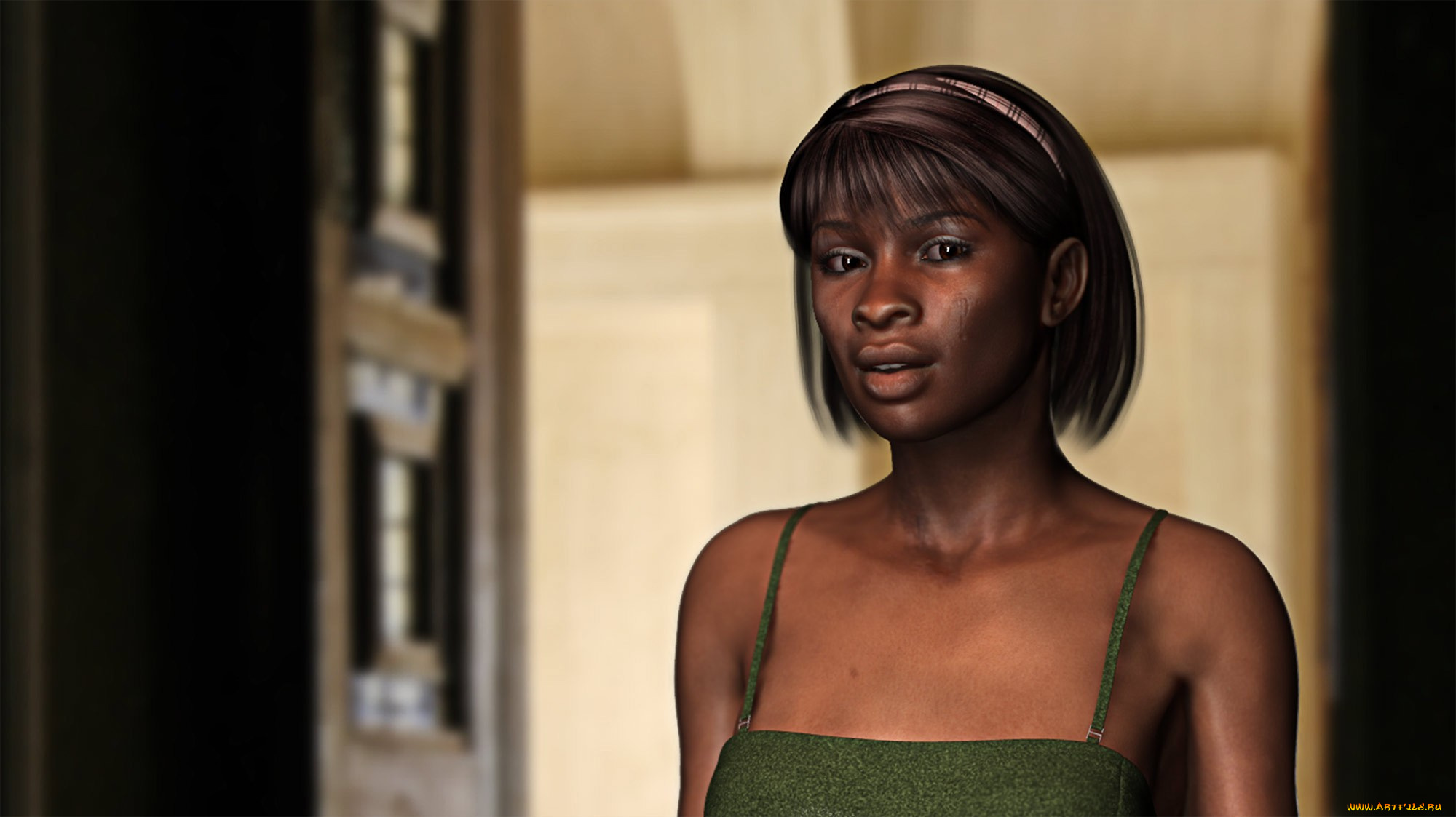 3д, графика, portraits, портрет, африканка, девушка