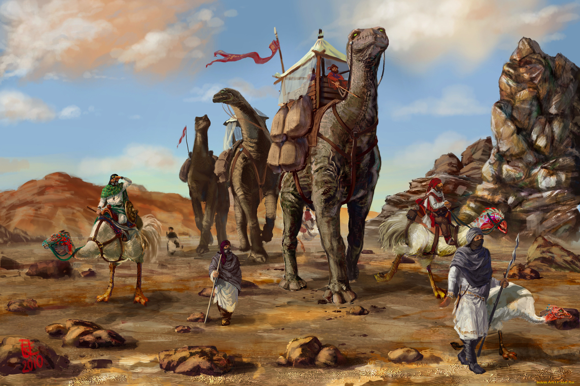 фэнтези, люди, караван