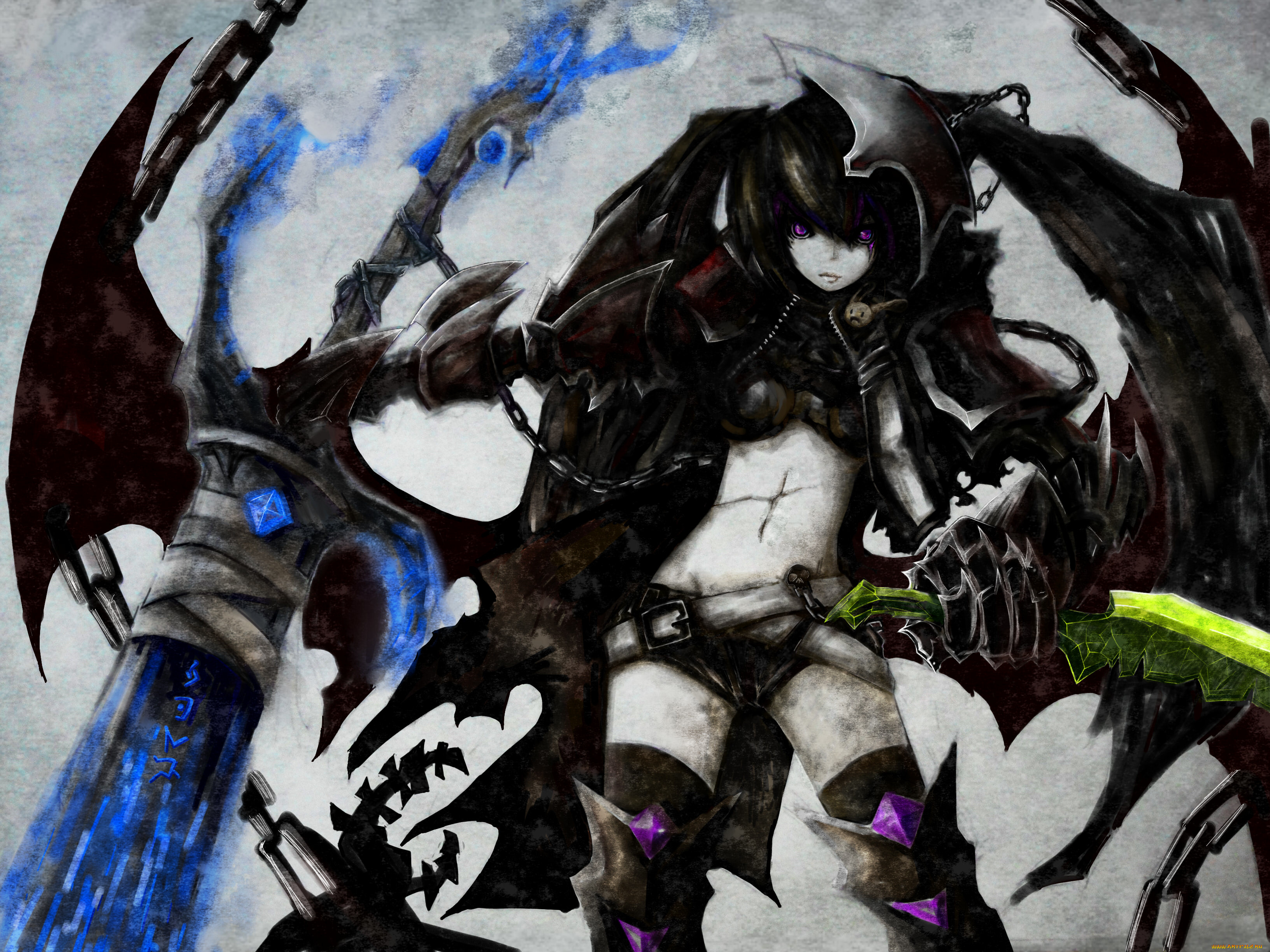 аниме, black, rock, shooter, insane