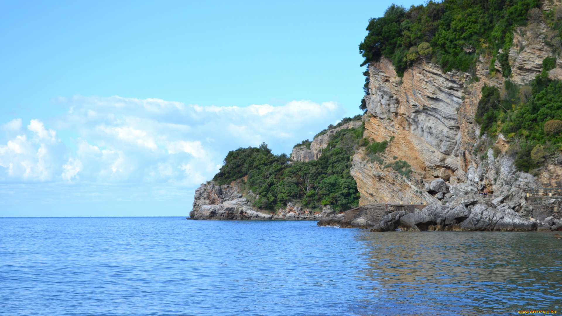 Черногория, адриатика, природа, побережье, море, горы, растительность, горизонт