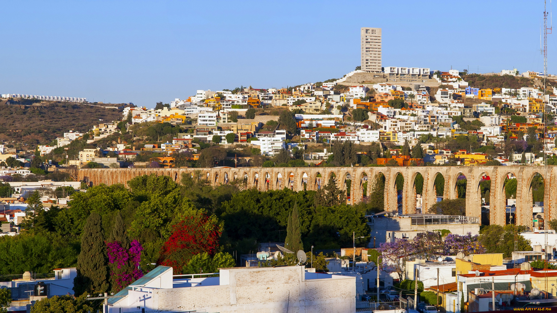 мексика, сантьяго, де, керетаро, города, панорамы, дома