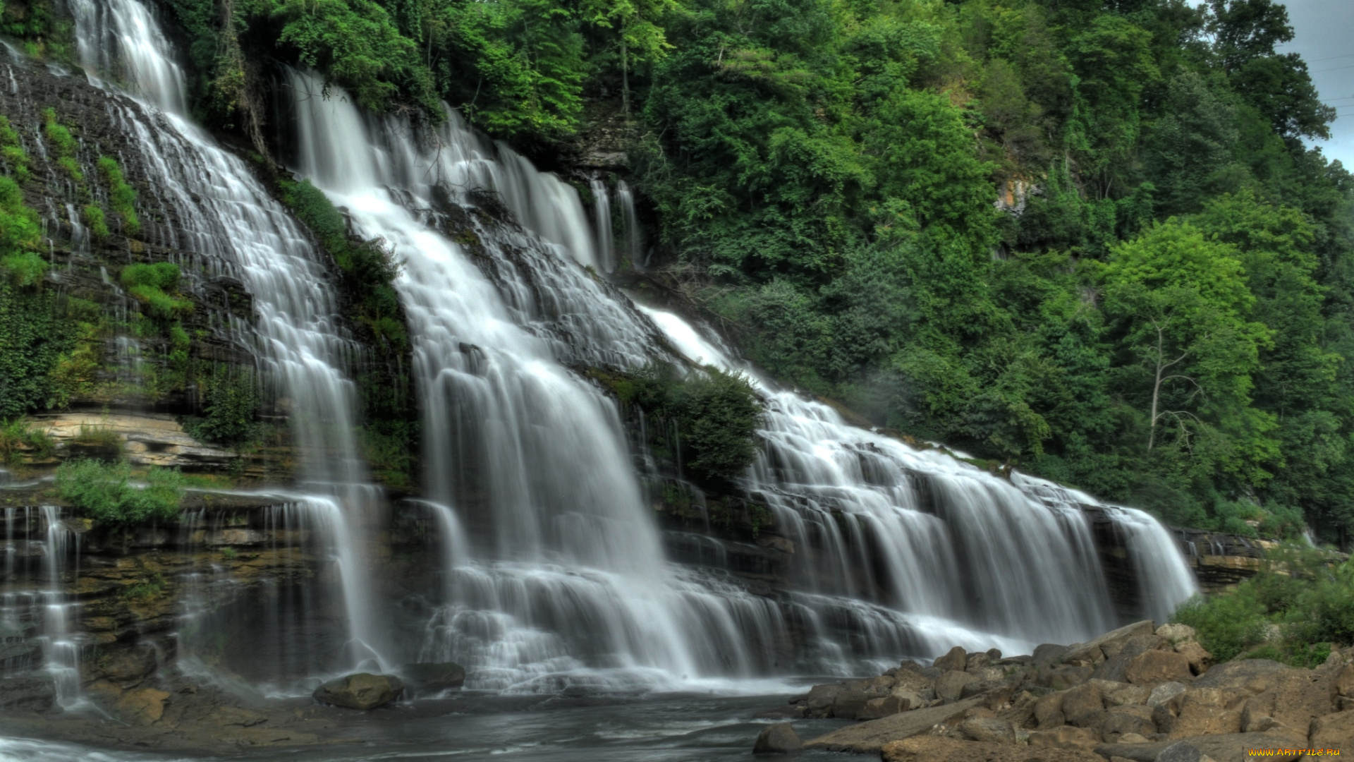 природа, водопады, вода, поток