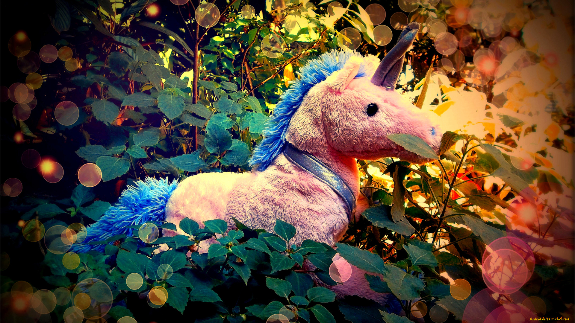 разное, игрушки, единорог, листва