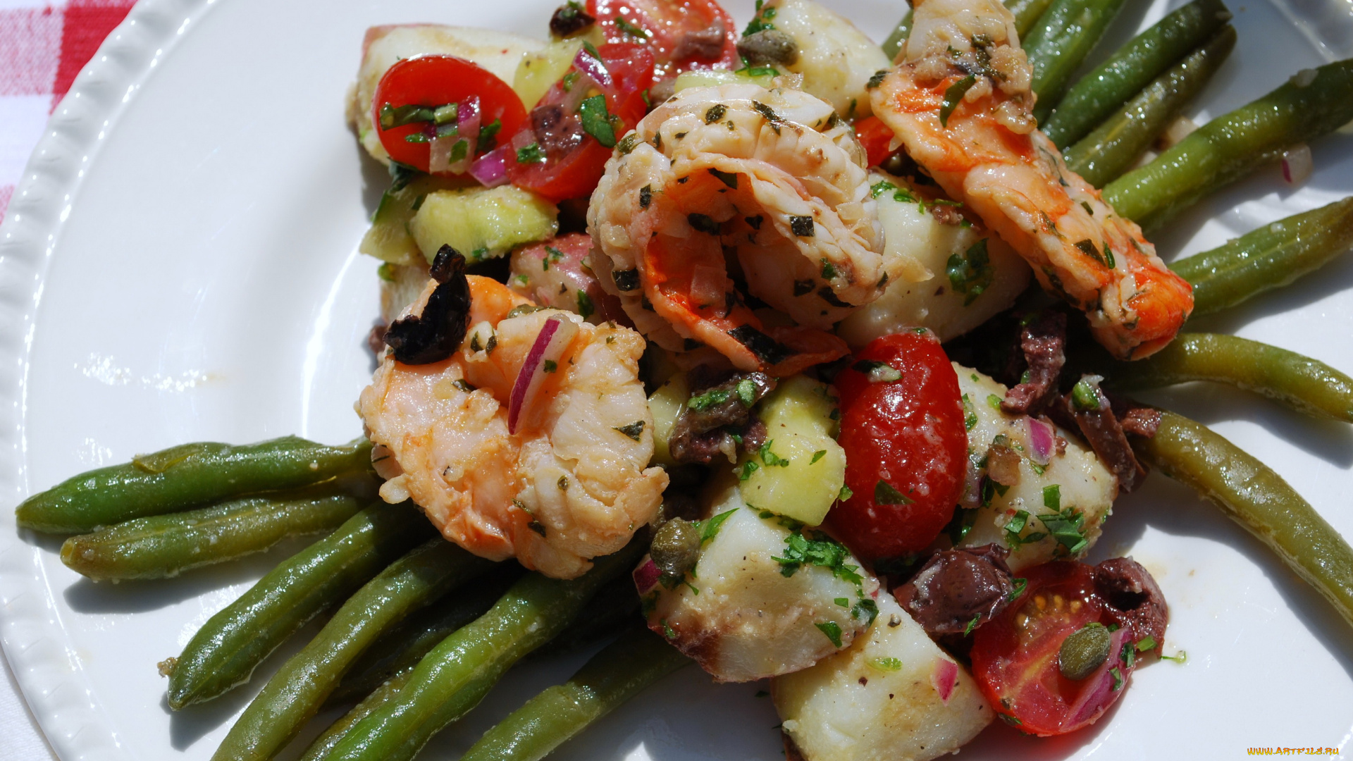 салат, nicoise, еда, салаты, закуски, мясо, зелень, спаржа