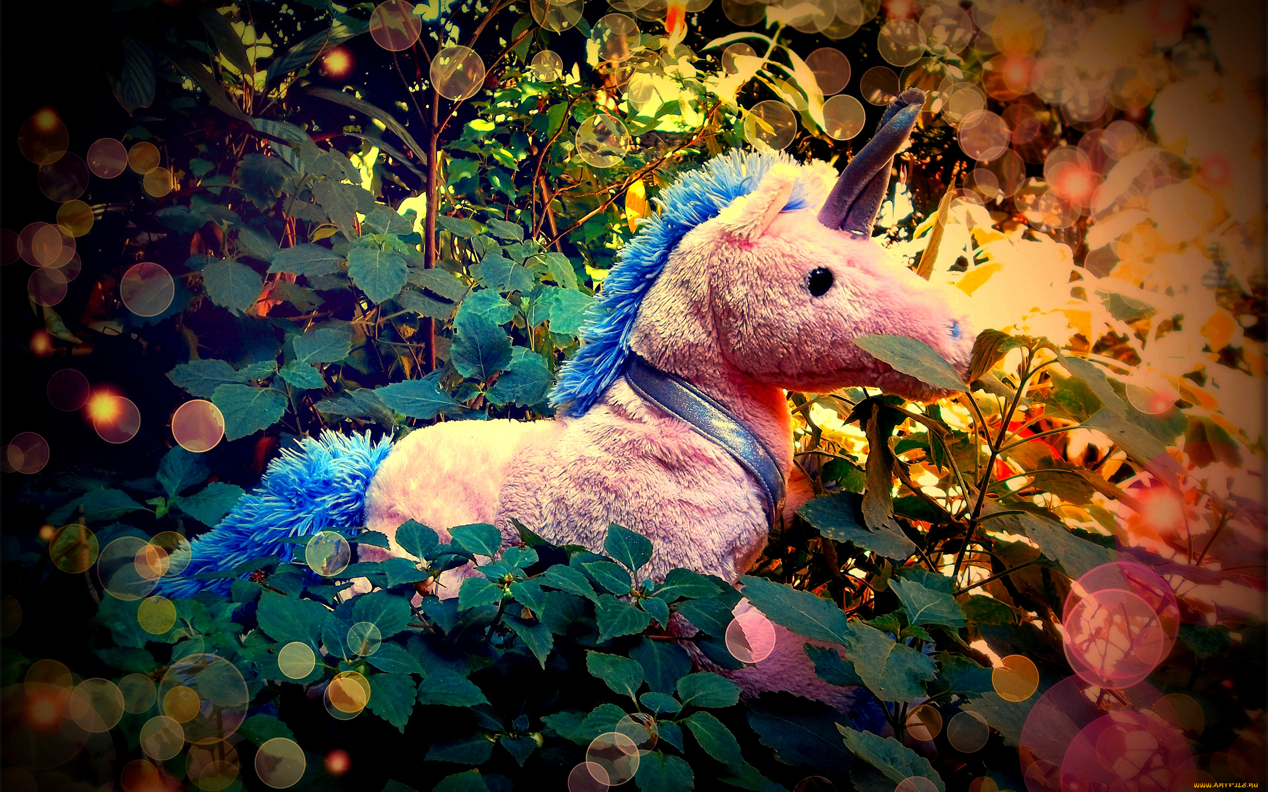 разное, игрушки, единорог, листва