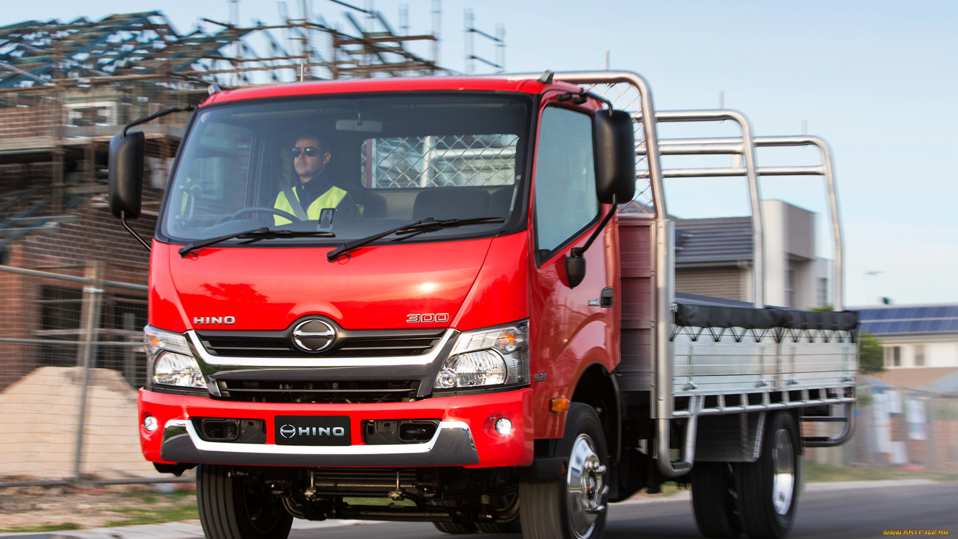автомобили, hino, 300-921, красный, 2014