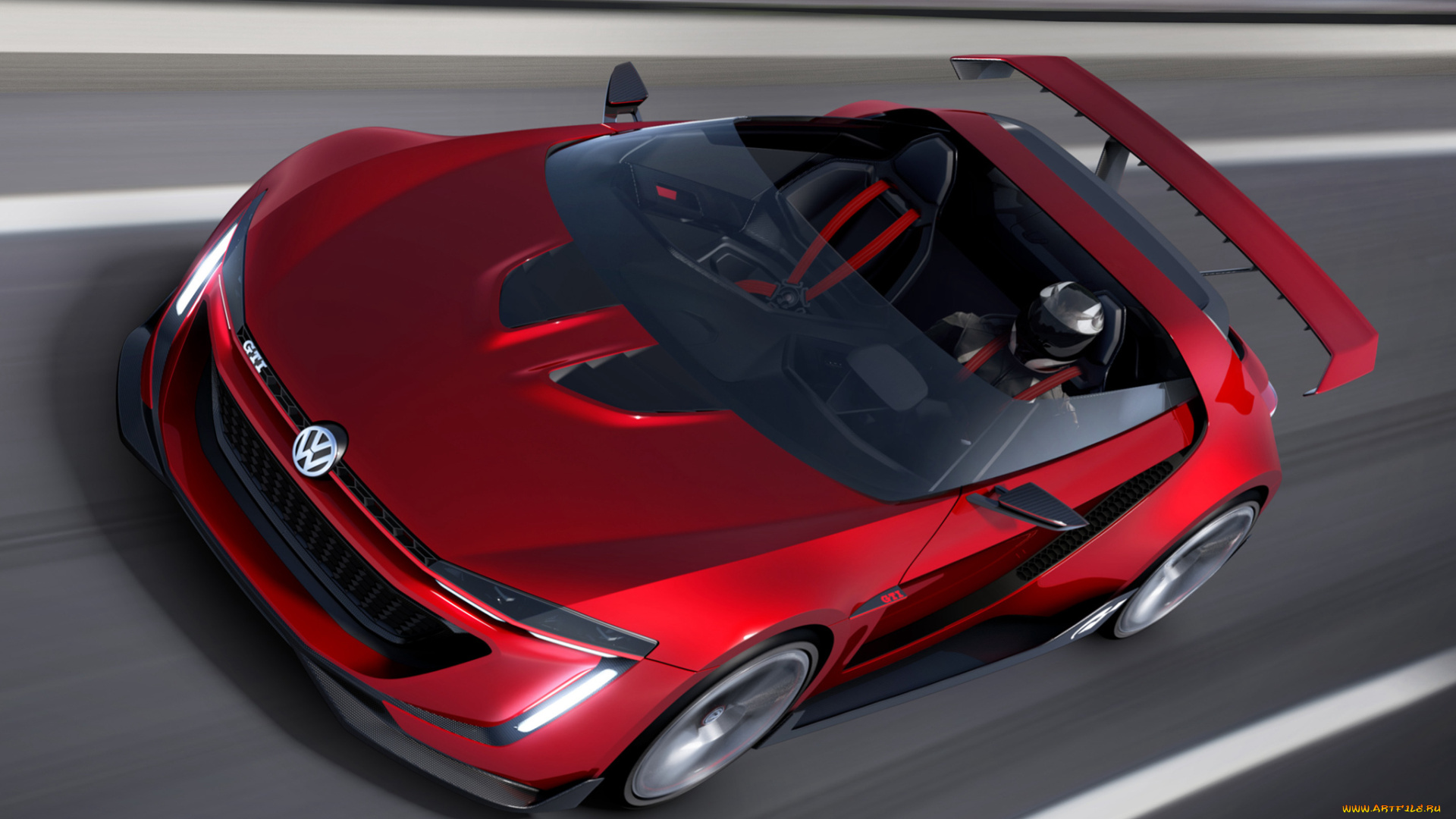 автомобили, volkswagen, gti, roadster, vision, gran, turismo, 2014, красный
