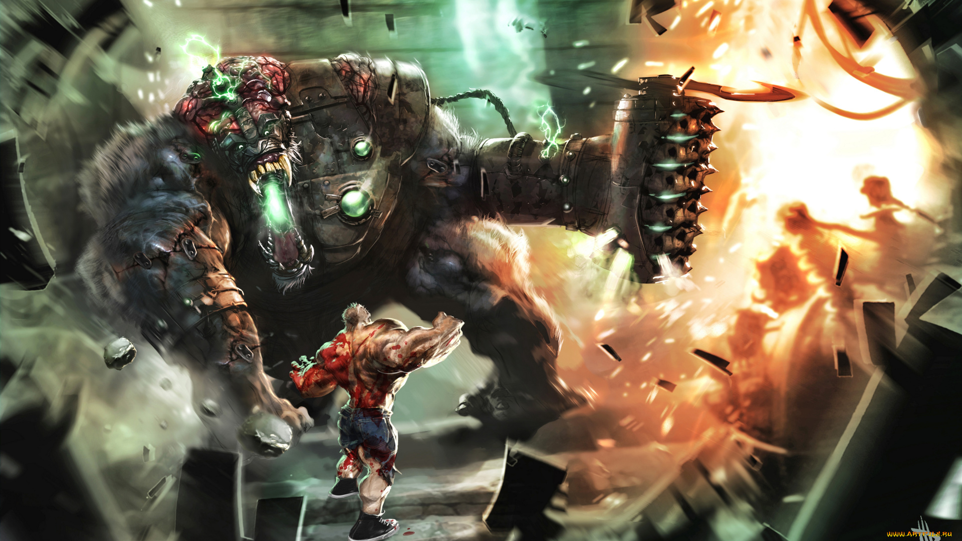 dave, wilkins, фэнтези, существа, существо, монстр, мужчина, силач, схватка