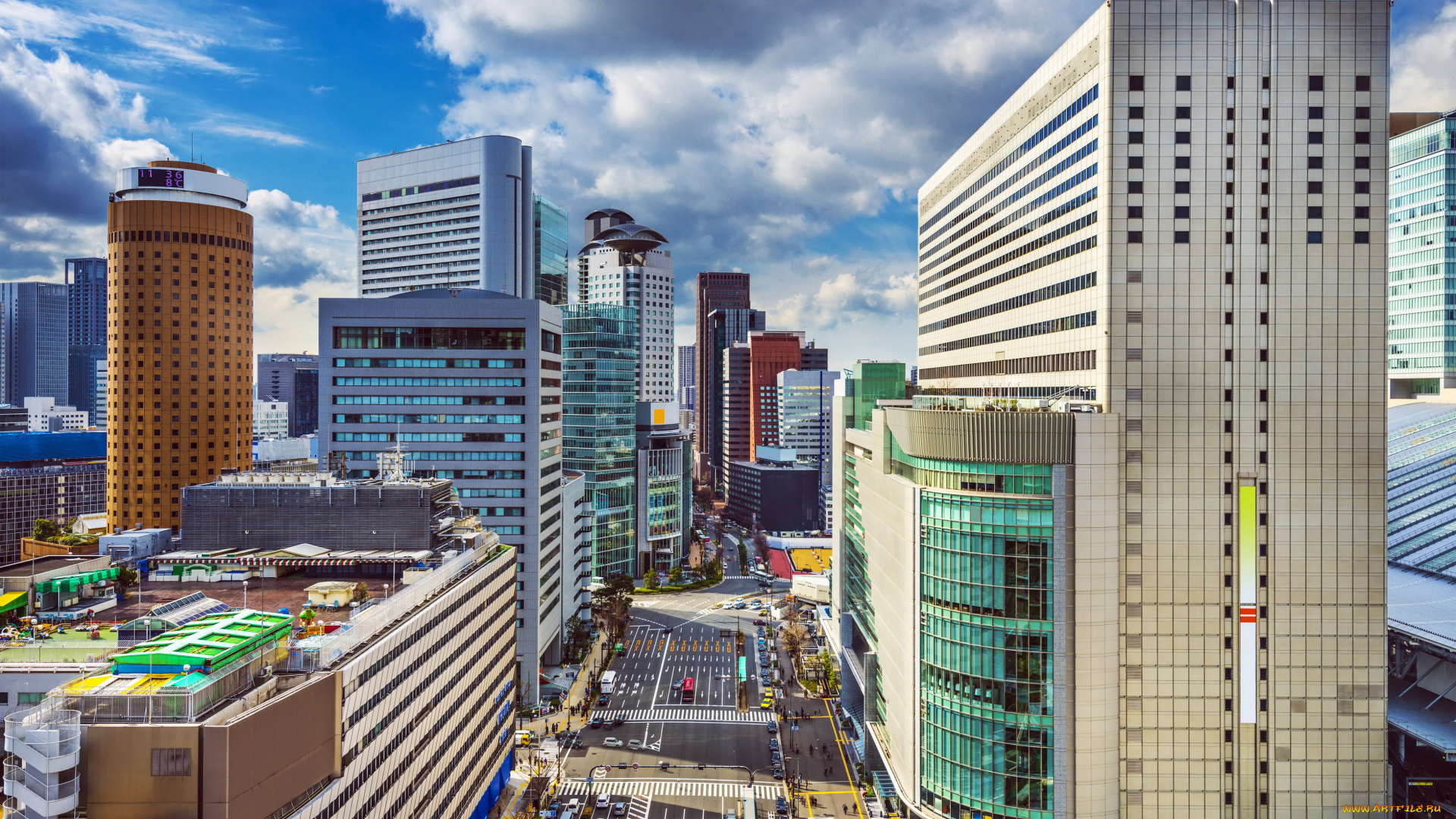 осака, Япония, города, -, здания, , дома, осака, Япония, дома, дороги, небоскребы