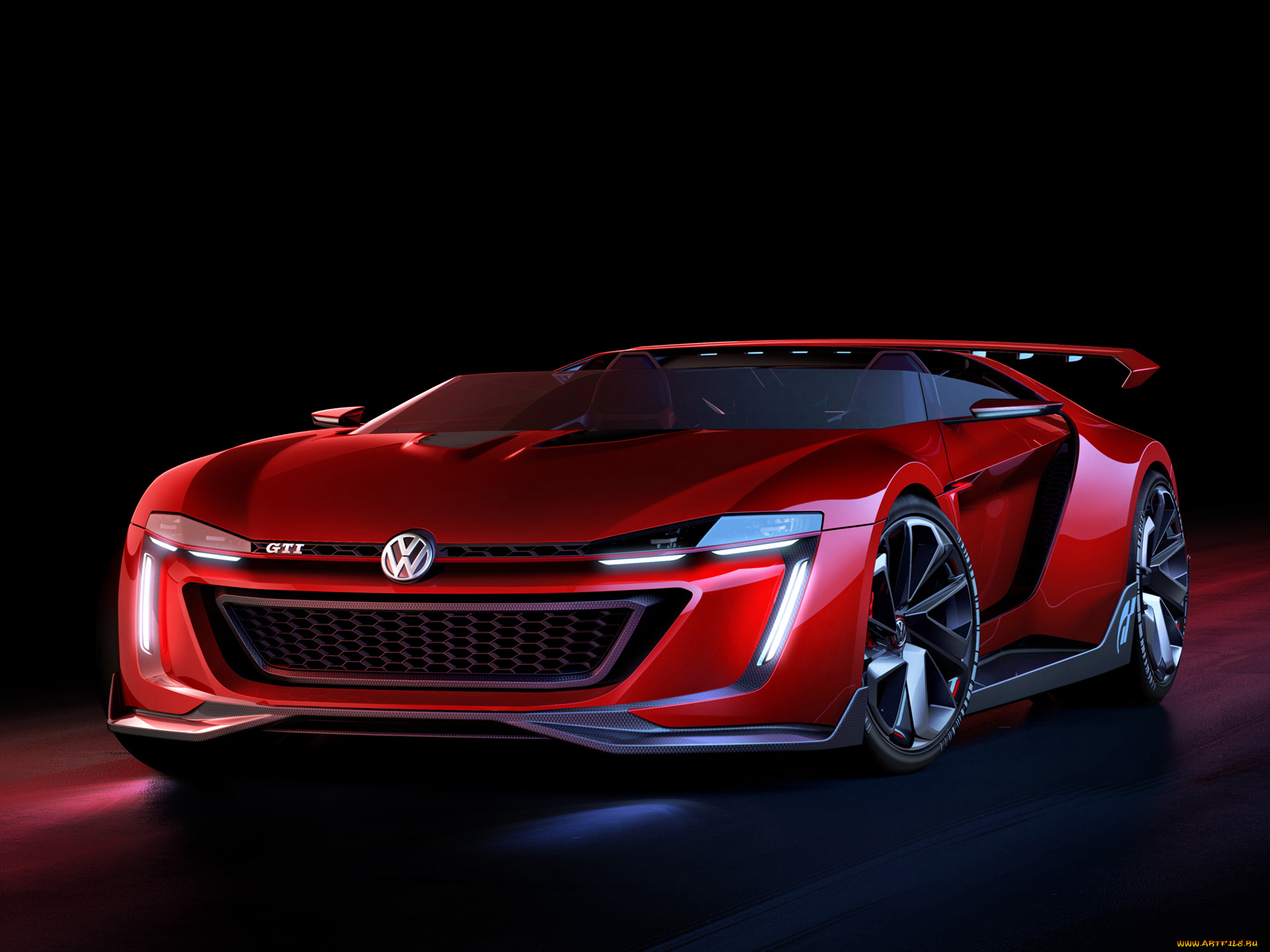 автомобили, volkswagen, gti, roadster, vision, gran, turismo, 2014, красный