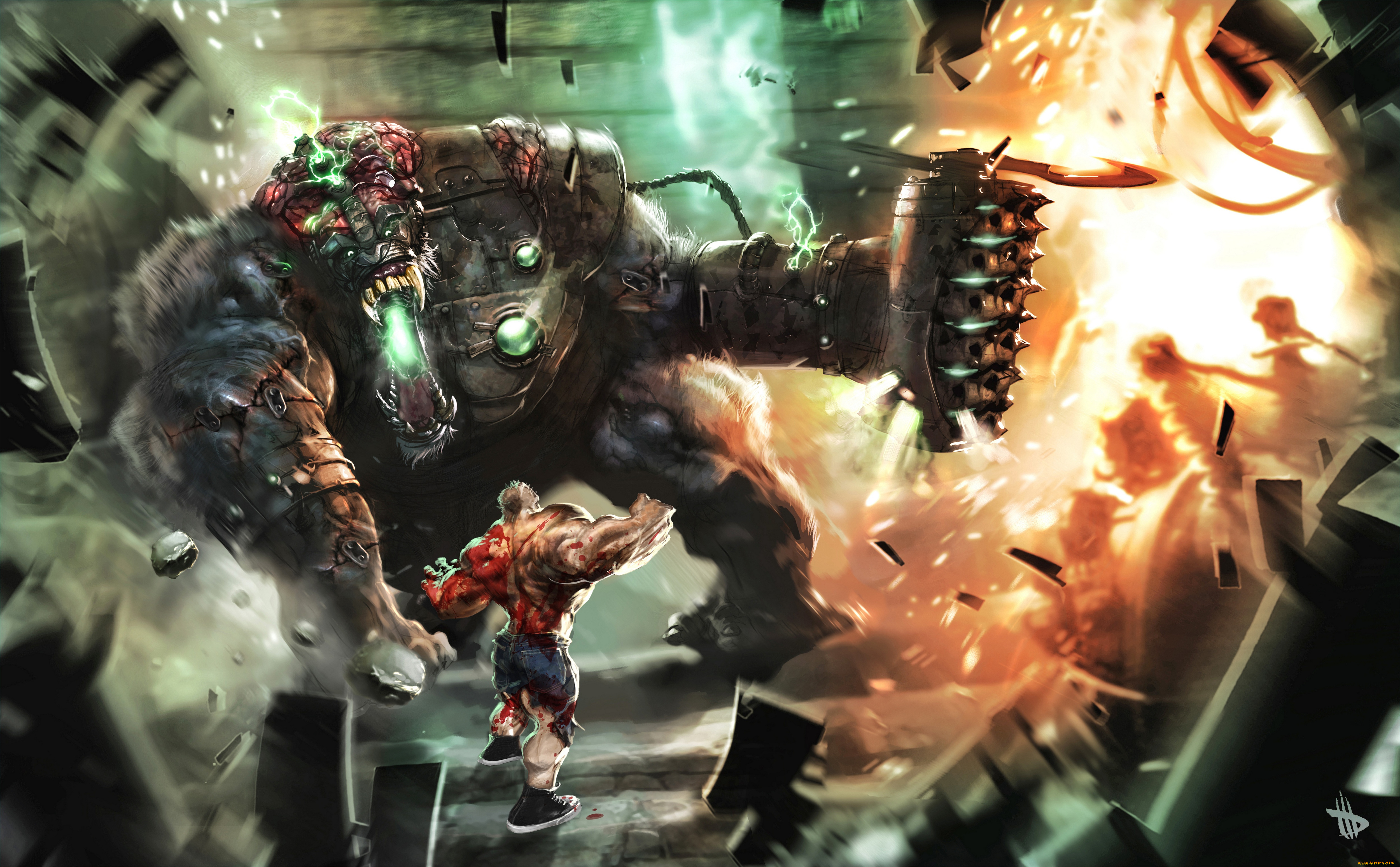 dave, wilkins, фэнтези, существа, существо, монстр, мужчина, силач, схватка