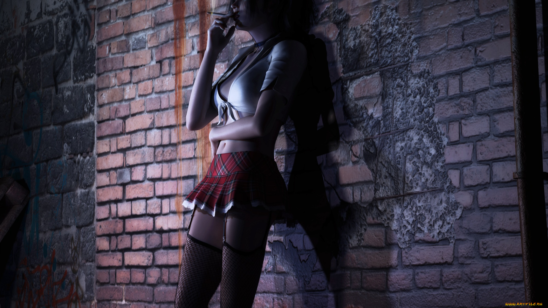 3д, графика, люди, , people, девушка, взгляд, фон, сигарета