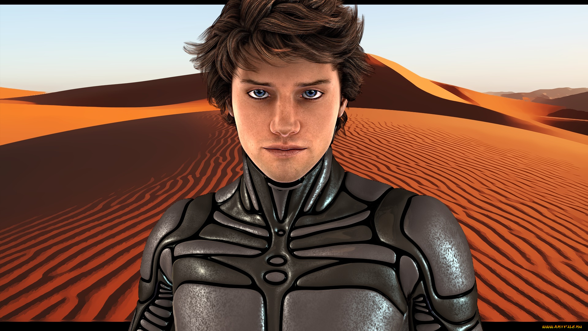 3д, графика, люди, , people, парень, взгляд, фон, пустыня