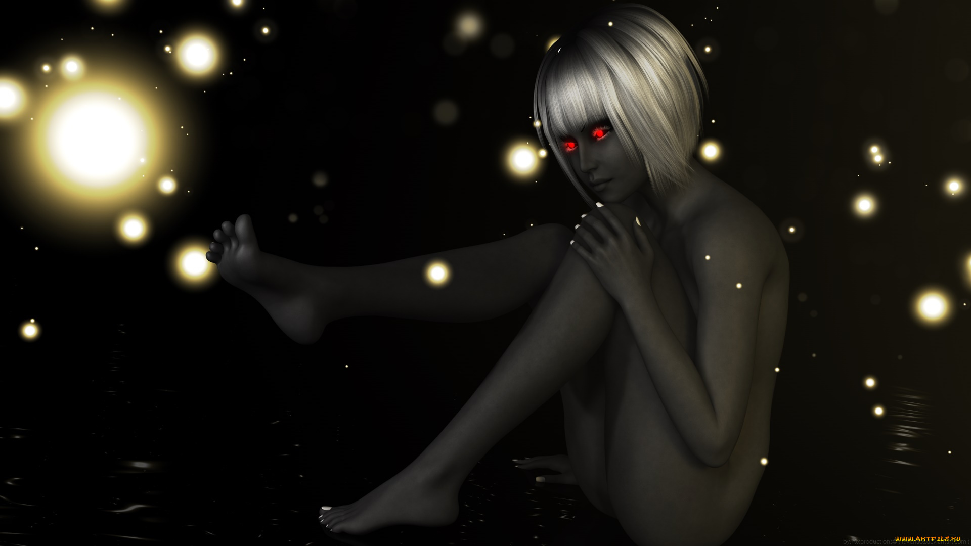 3д, графика, существа, , creatures, вампир, фон, взгляд