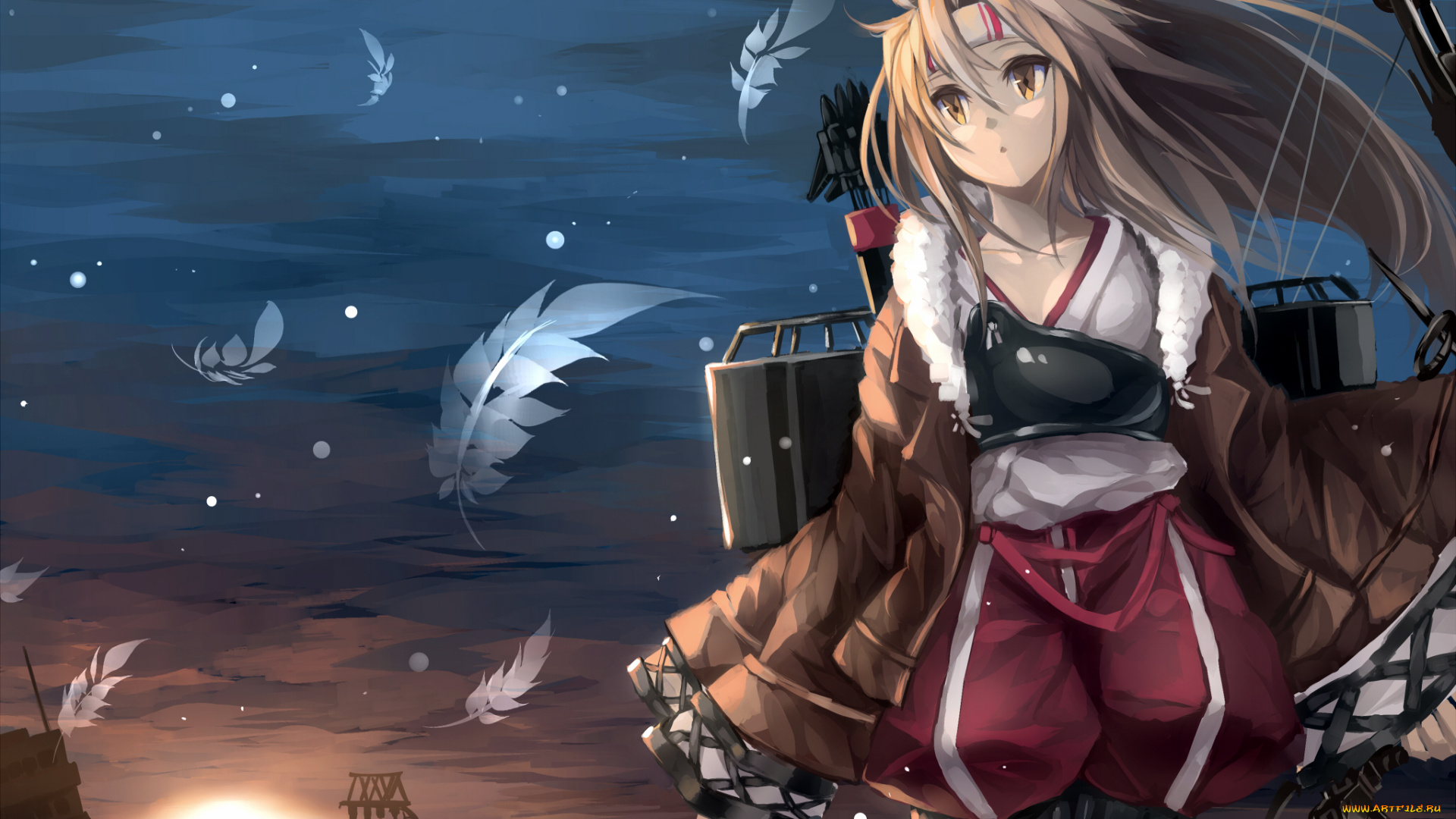 аниме, kantai, collection, kantai, collection, zuihou, kancolle, hakumare, арт, девушка, перья