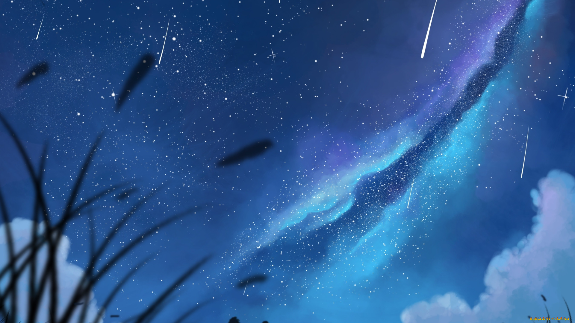 аниме, unknown, , другое, арт, небо, млечный, путь, пара, парень, девушка