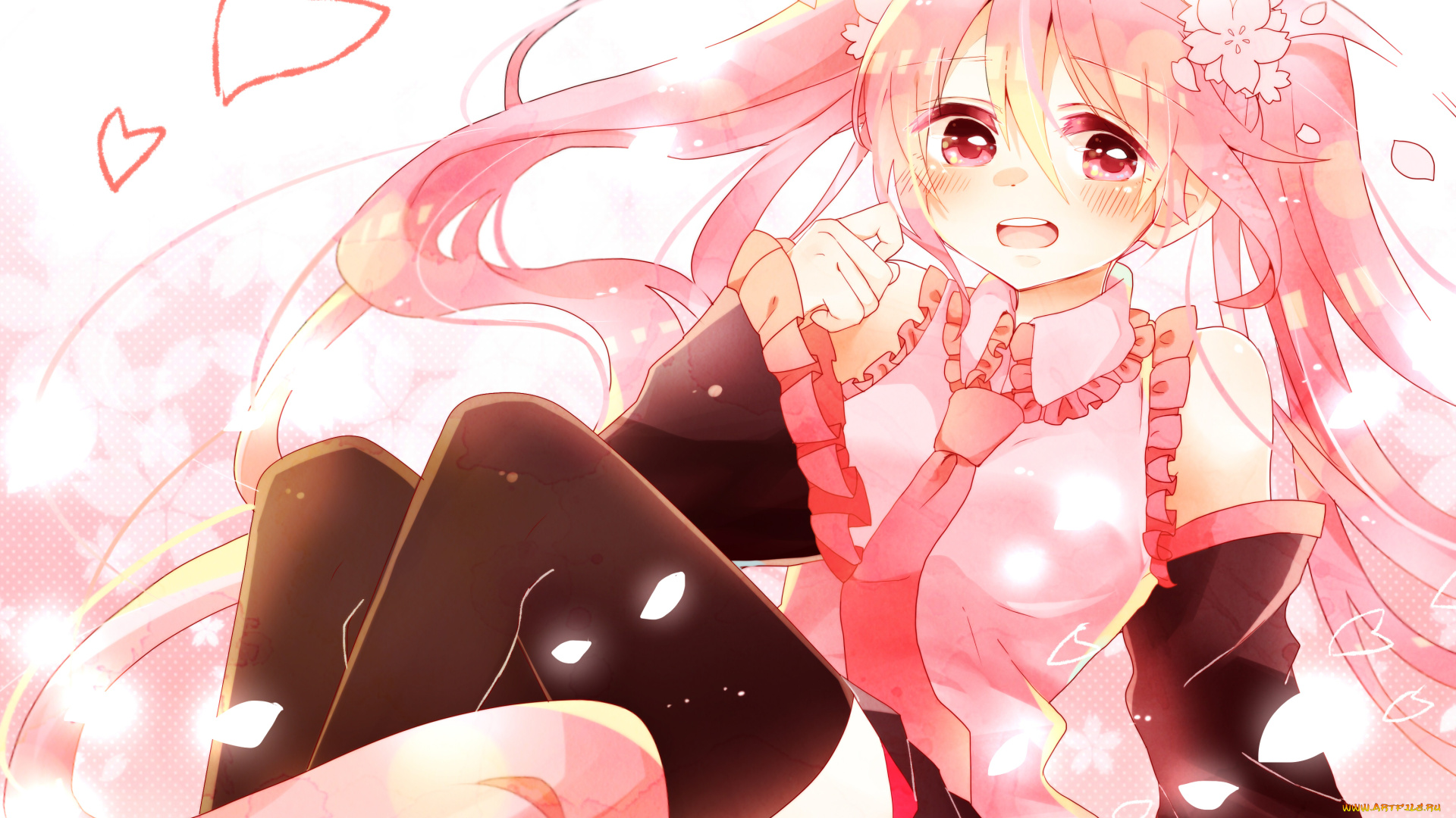 аниме, vocaloid, hatsune, miku, sakura, девочка