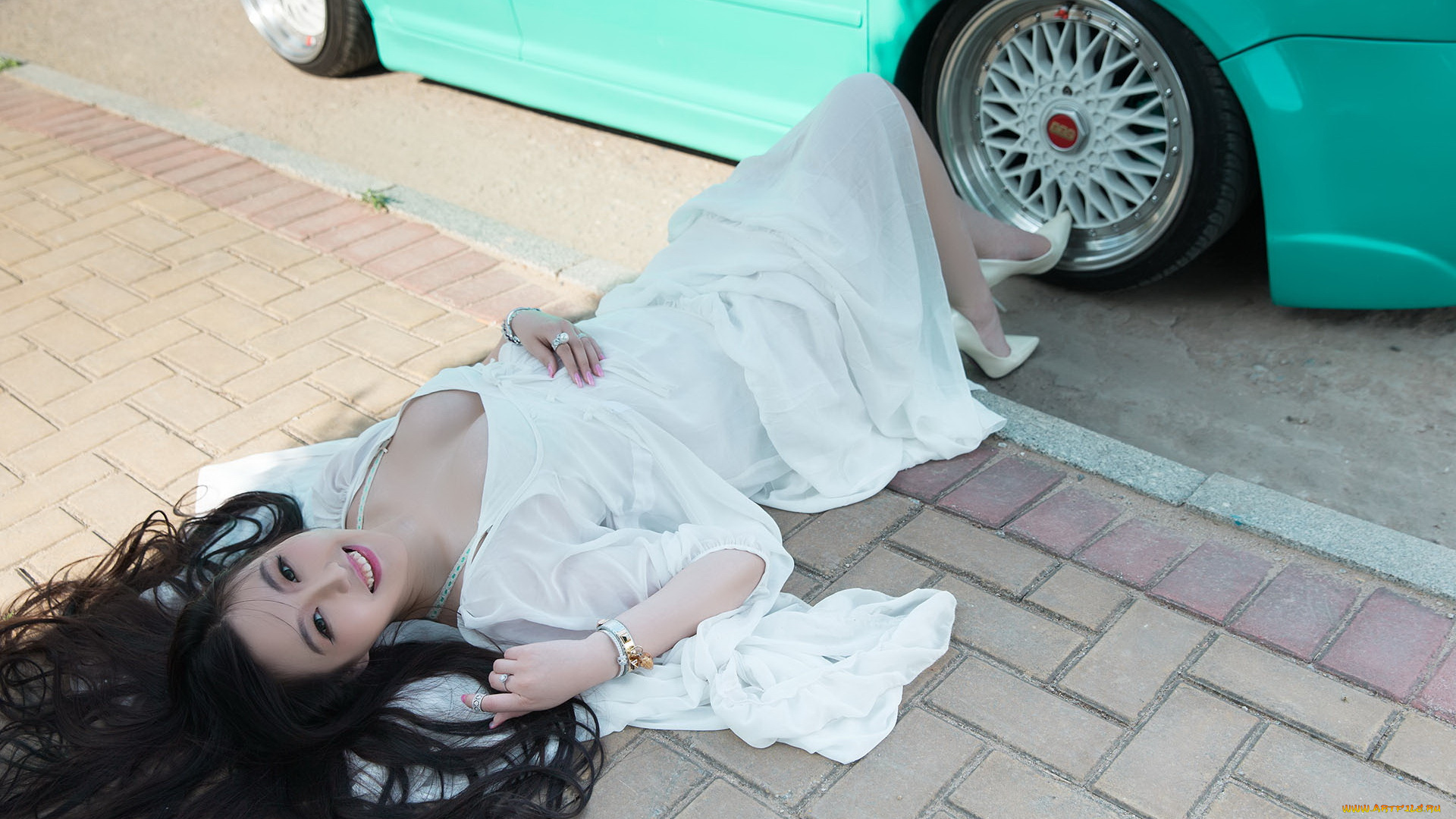 автомобили, -авто, с, девушками, азиатка, автомобиль, фон, взгляд, девушка