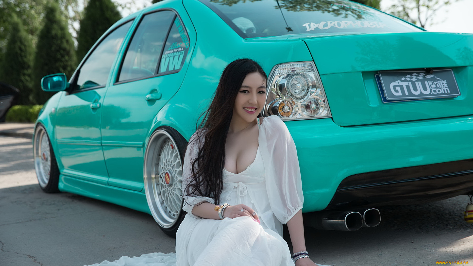 автомобили, -авто, с, девушками, азиатка, автомобиль, фон, взгляд, девушка