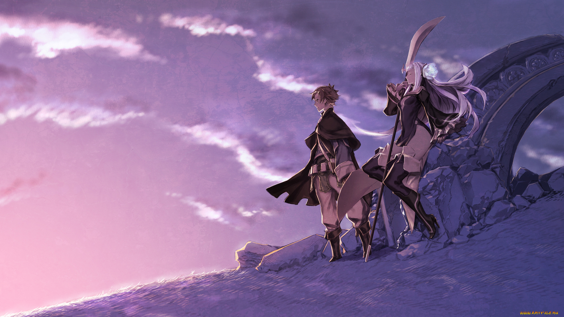 bravely, second, аниме, оружие, , техника, , технологии, magnolia, arch, bravely, second, небо, девушка, арт, парень, miwa, shirow