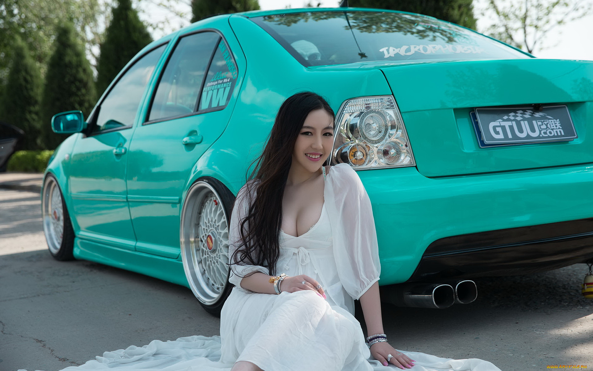 автомобили, -авто, с, девушками, азиатка, автомобиль, фон, взгляд, девушка