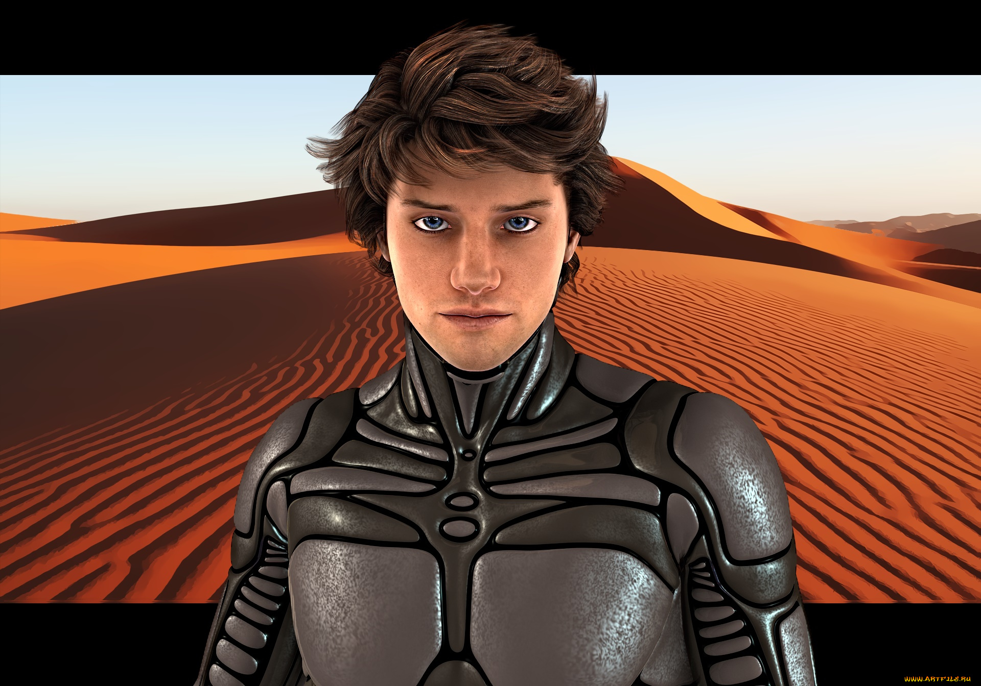 3д, графика, люди, , people, парень, взгляд, фон, пустыня