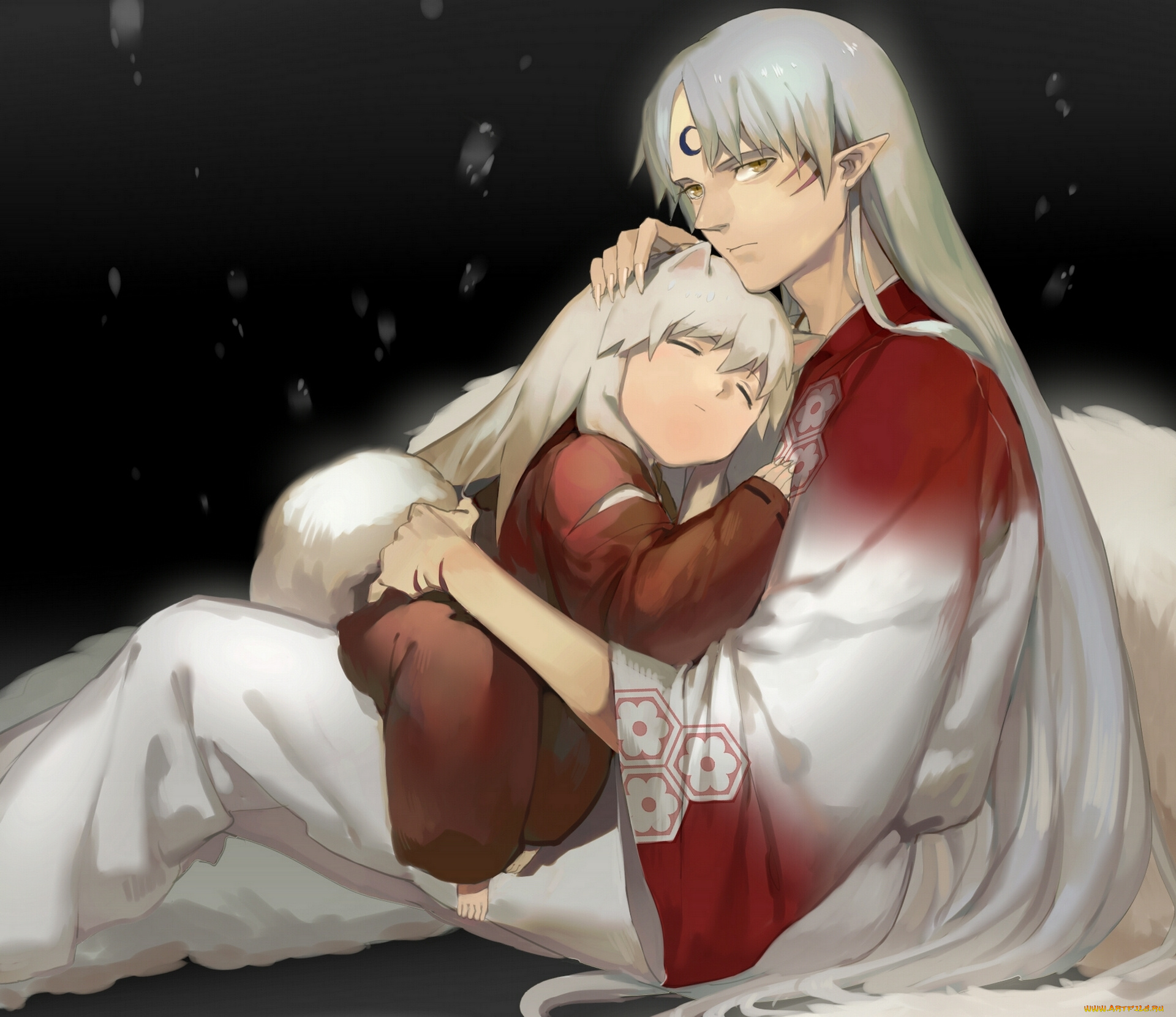 аниме, inuyasha, арт, par, sesshomaru, парень, мальчик, хвост, ушки