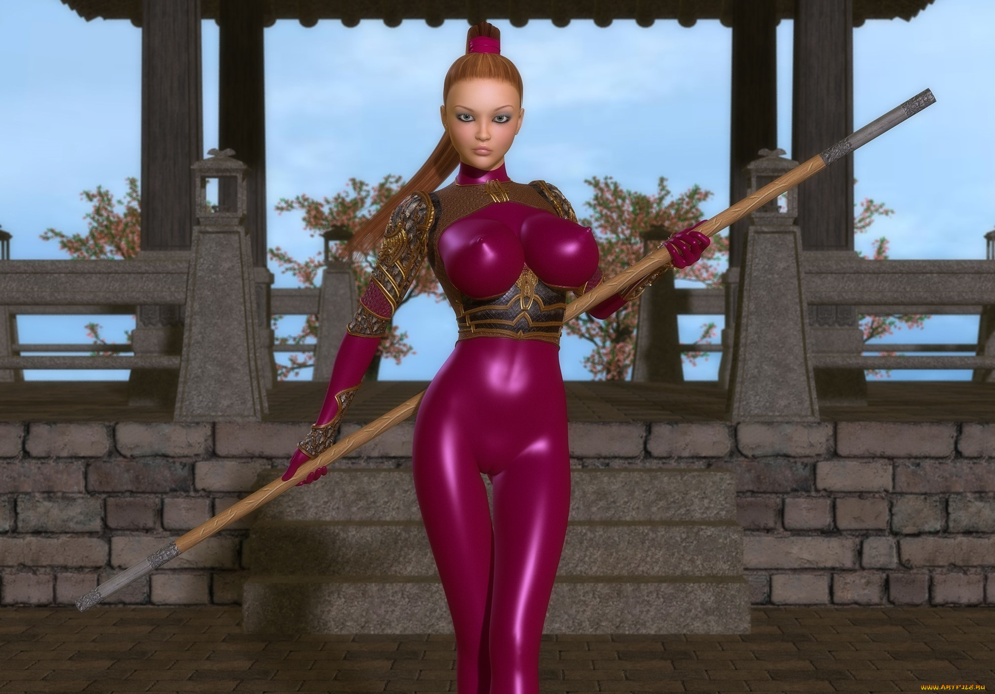 3д, графика, люди, , people, фон, шест, взгляд, девушка