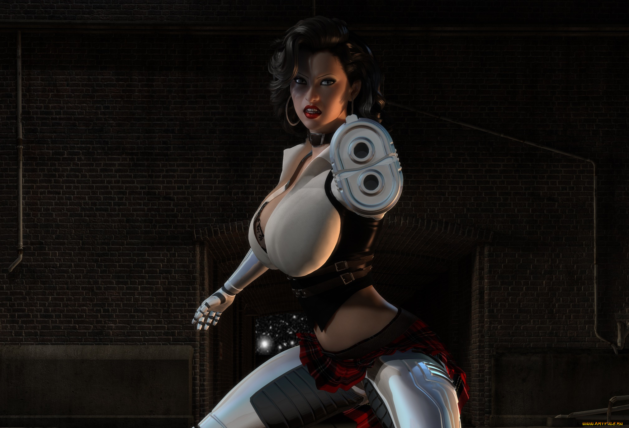 3д, графика, фантазия, , fantasy, девушка, взгляд, фон, оружие