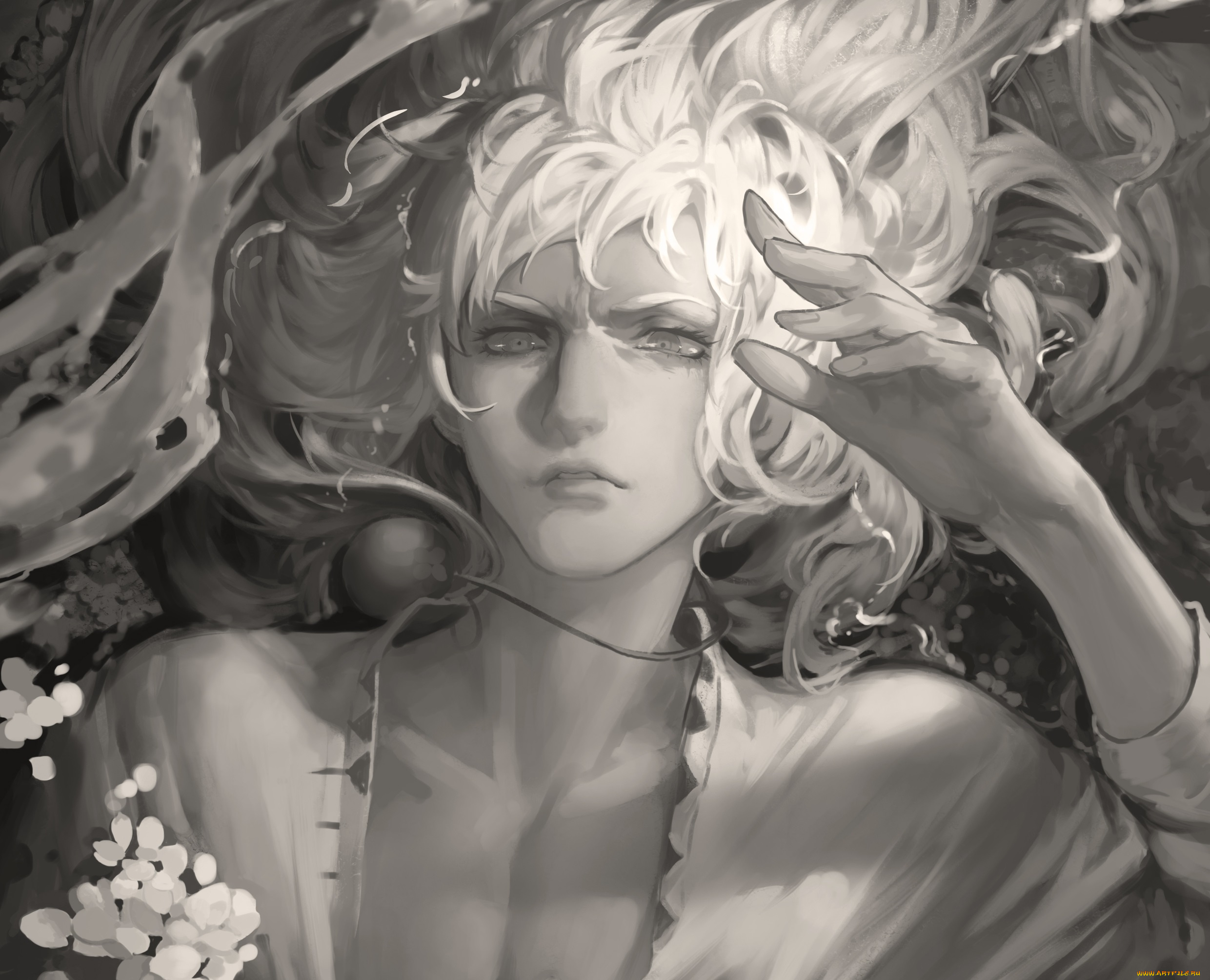 аниме, berserk, арт, взгляд, парень, griffith, the, white, hawk