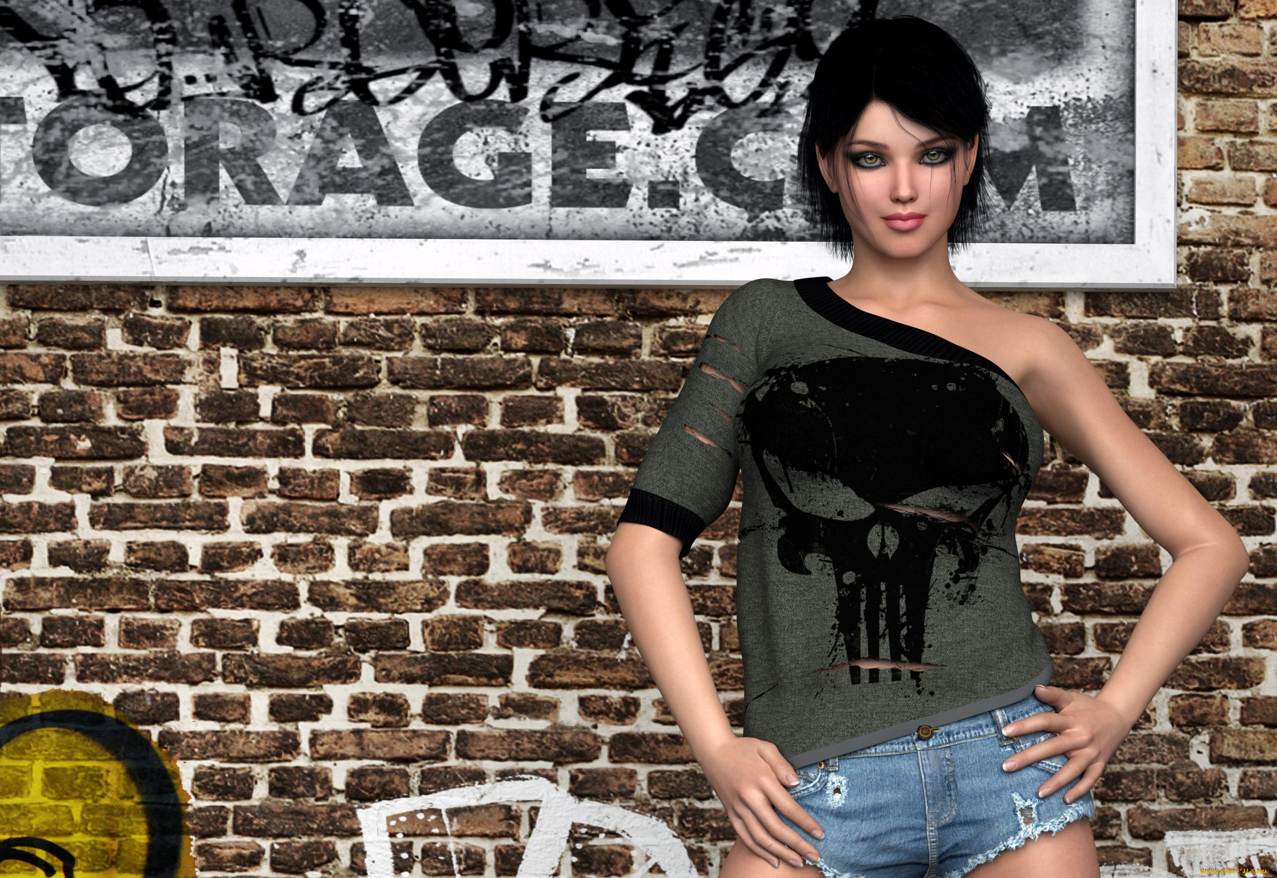 3д, графика, люди, , people, девушка, взгляд, фон, шорты