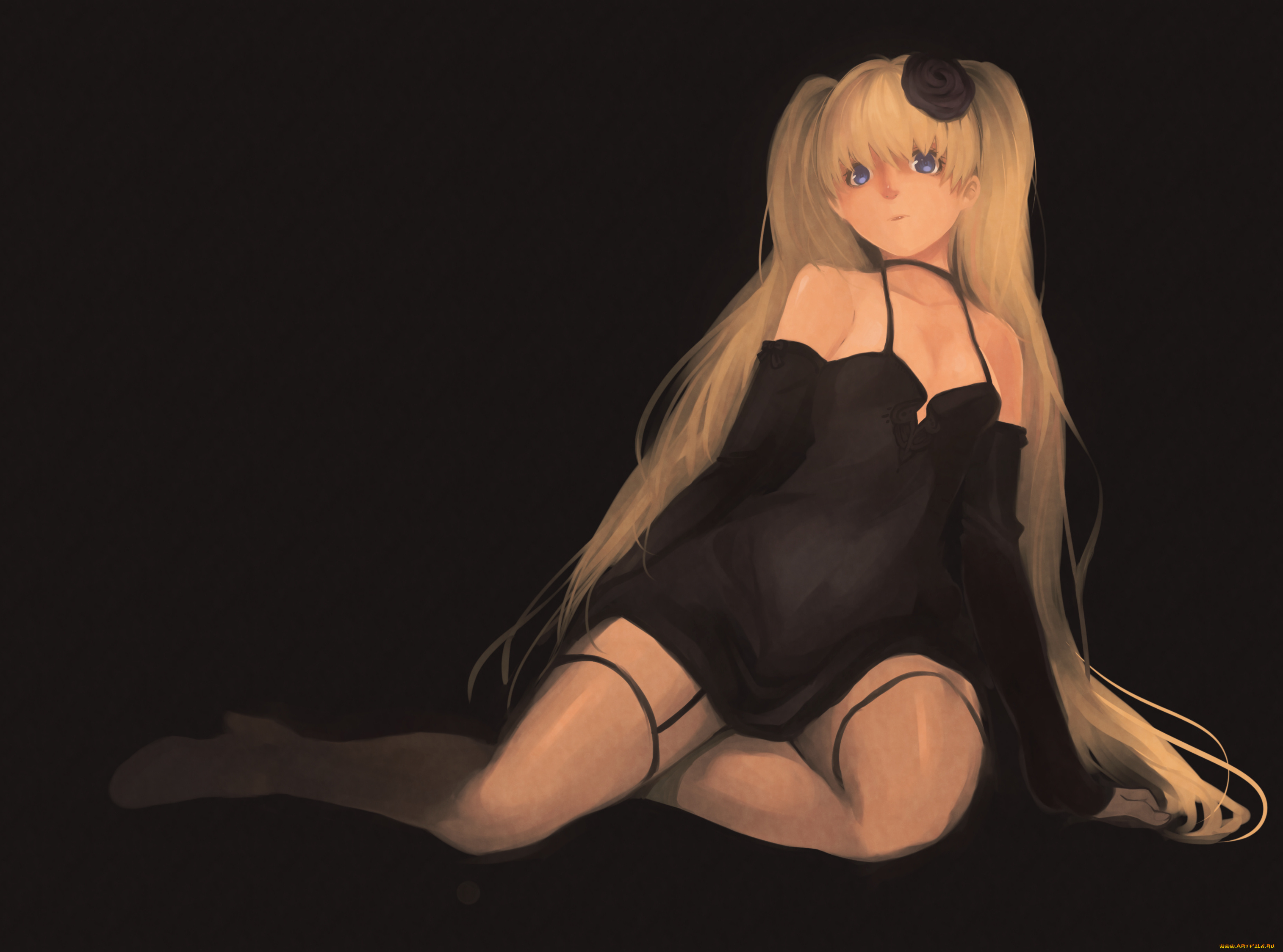 аниме, unknown, , другое, платье, девушка, блондинка